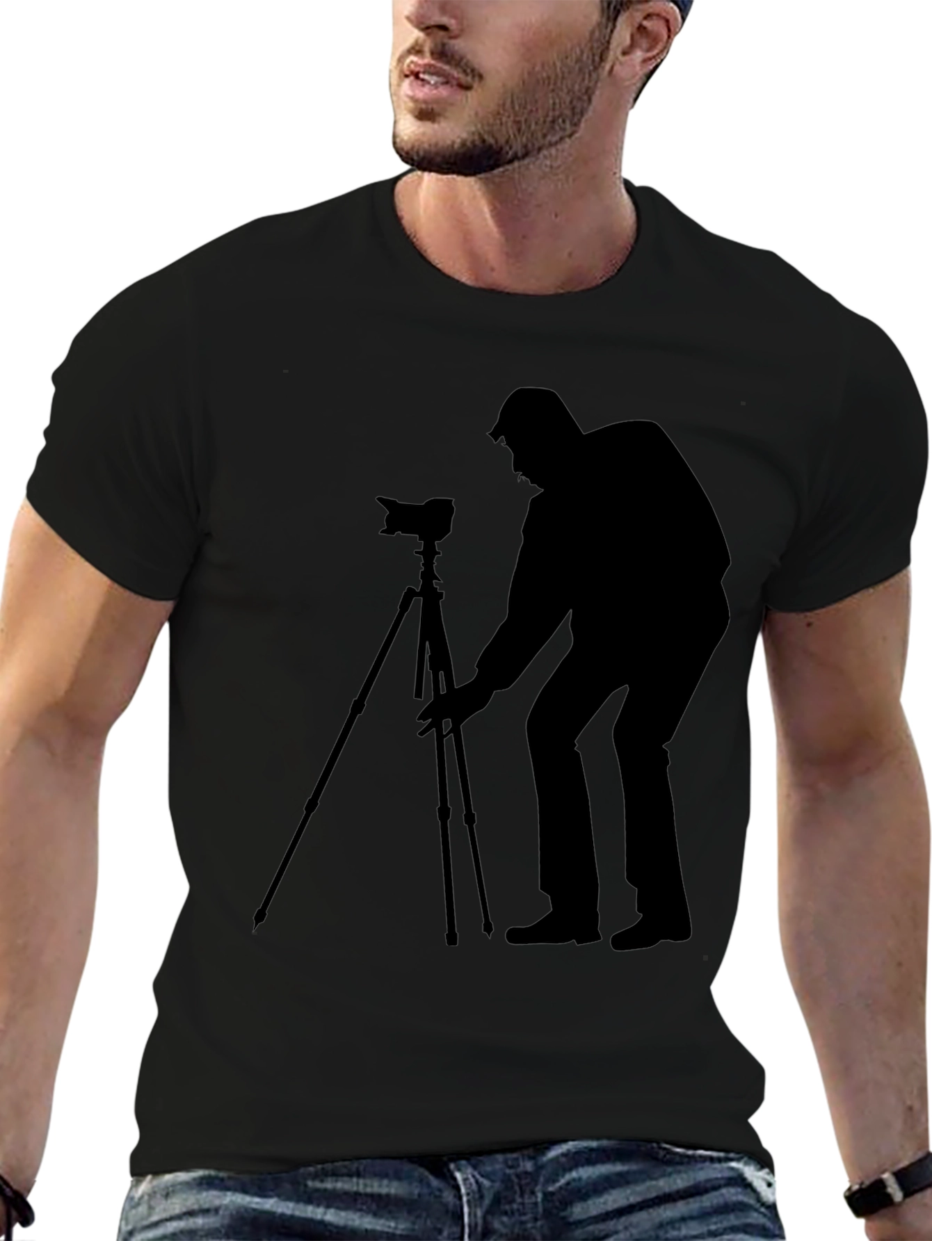 Photographer Silhouette Black T-Shirt