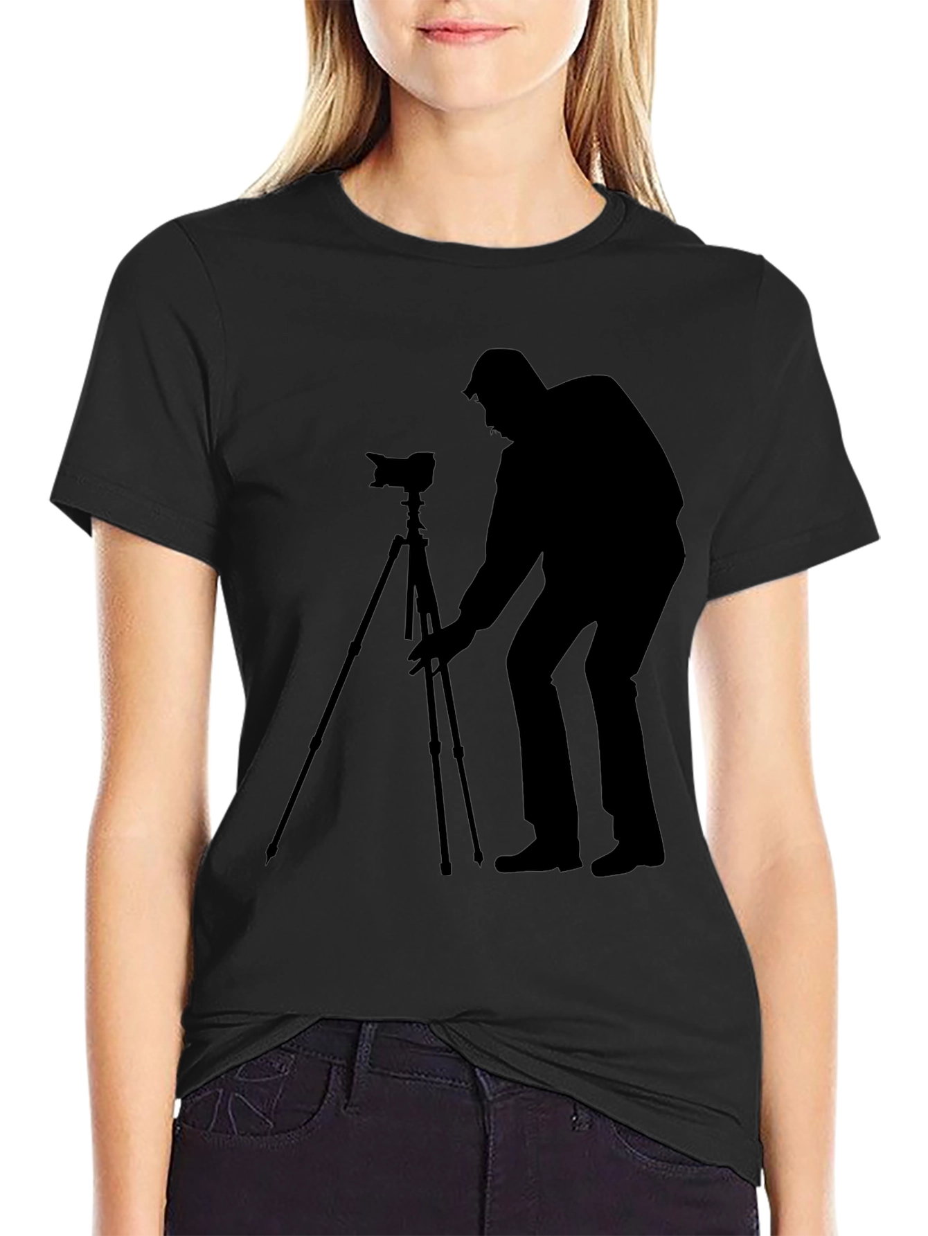Photographer Silhouette Black T-Shirt