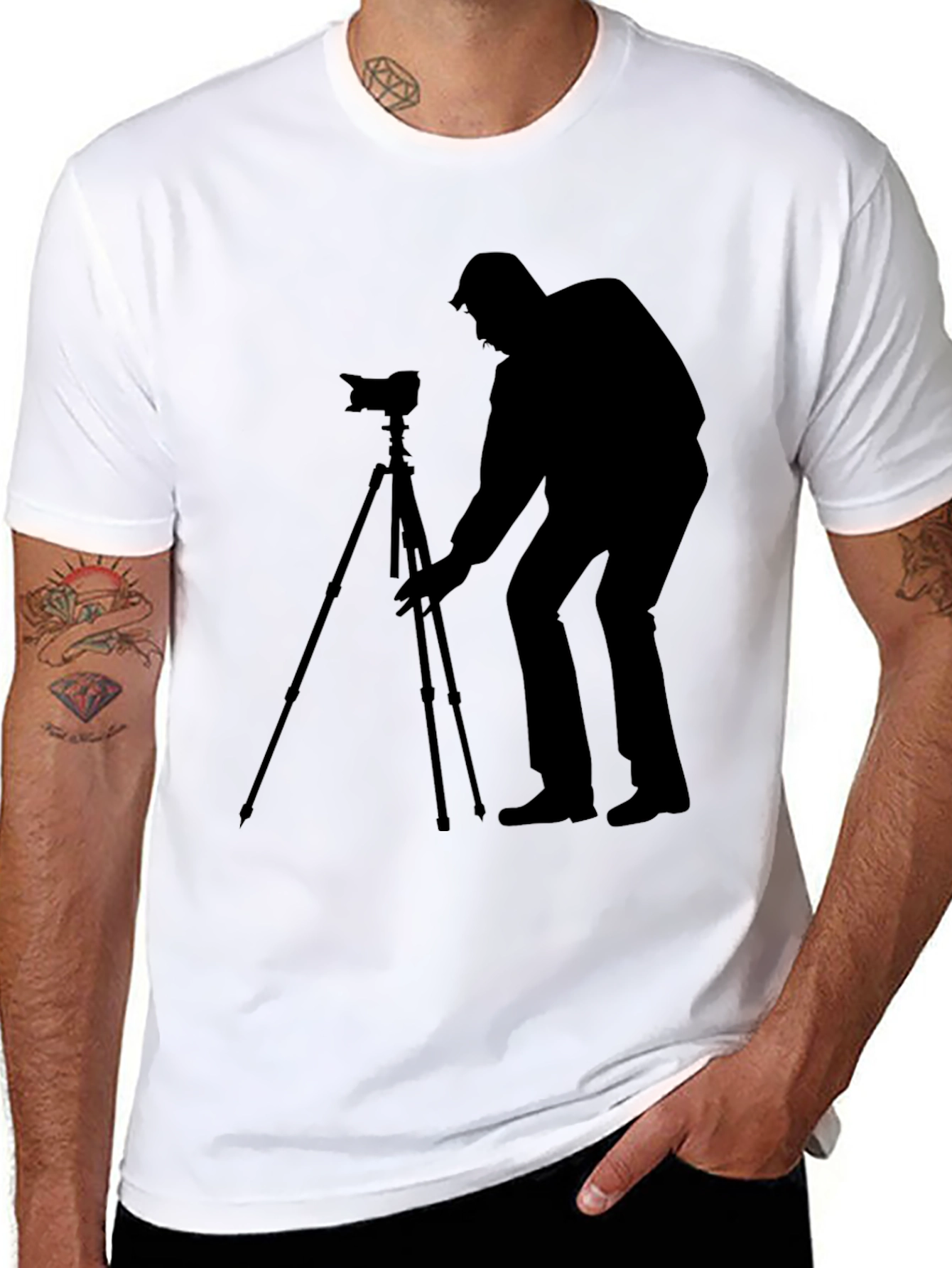 Photographer Silhouette Black T-Shirt
