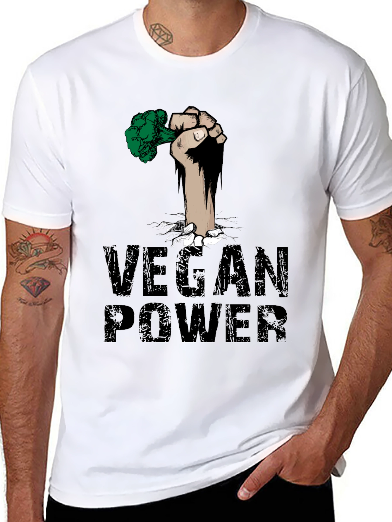 Vegan Power Fist T-Shirt - Broccoli Strength