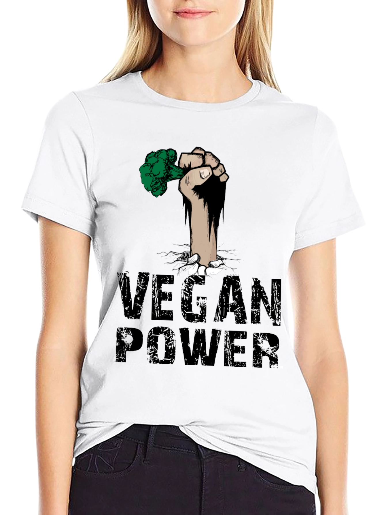 Vegan Power Fist T-Shirt - Broccoli Strength