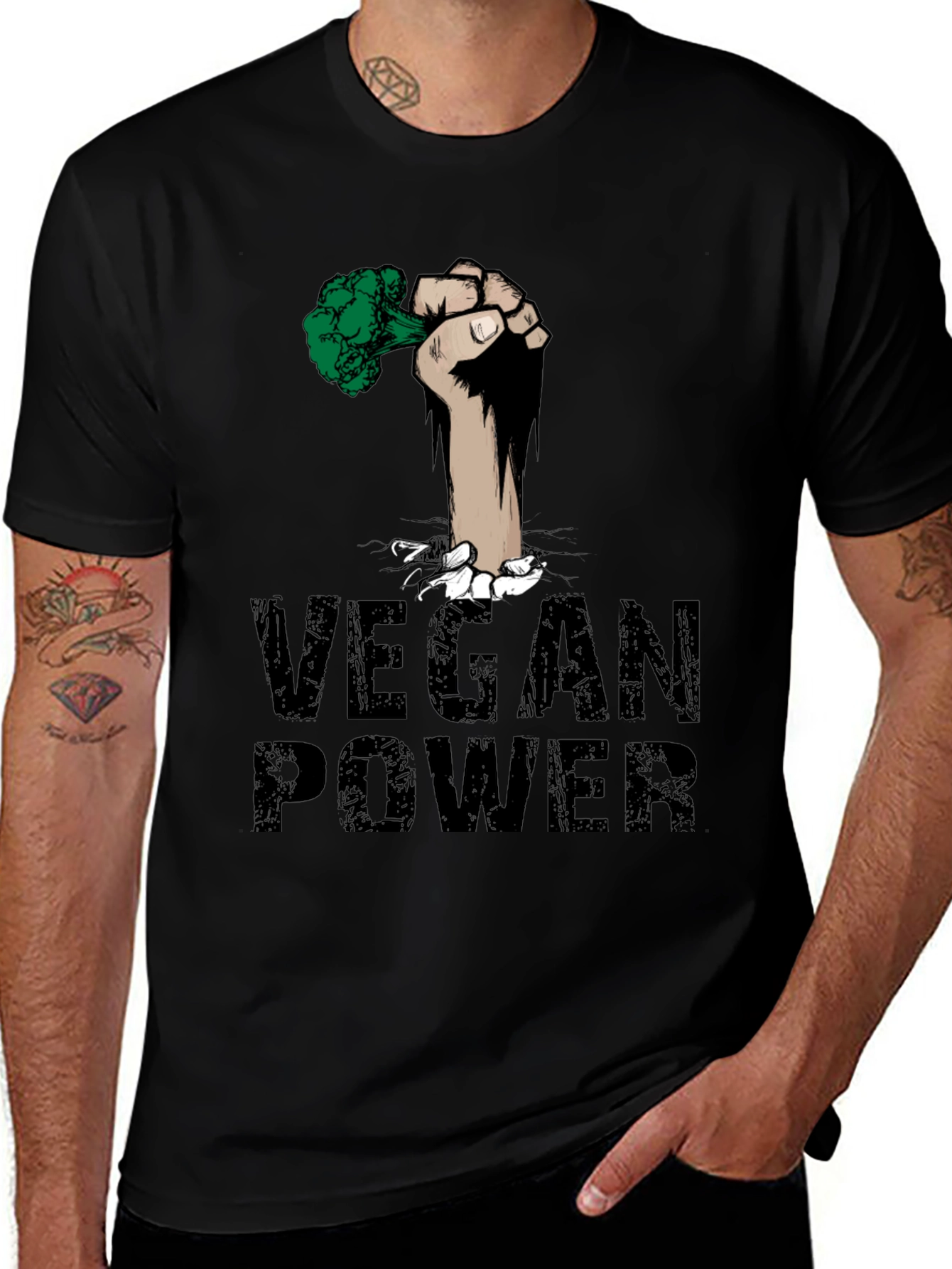 Vegan Power Fist T-Shirt - Broccoli Strength
