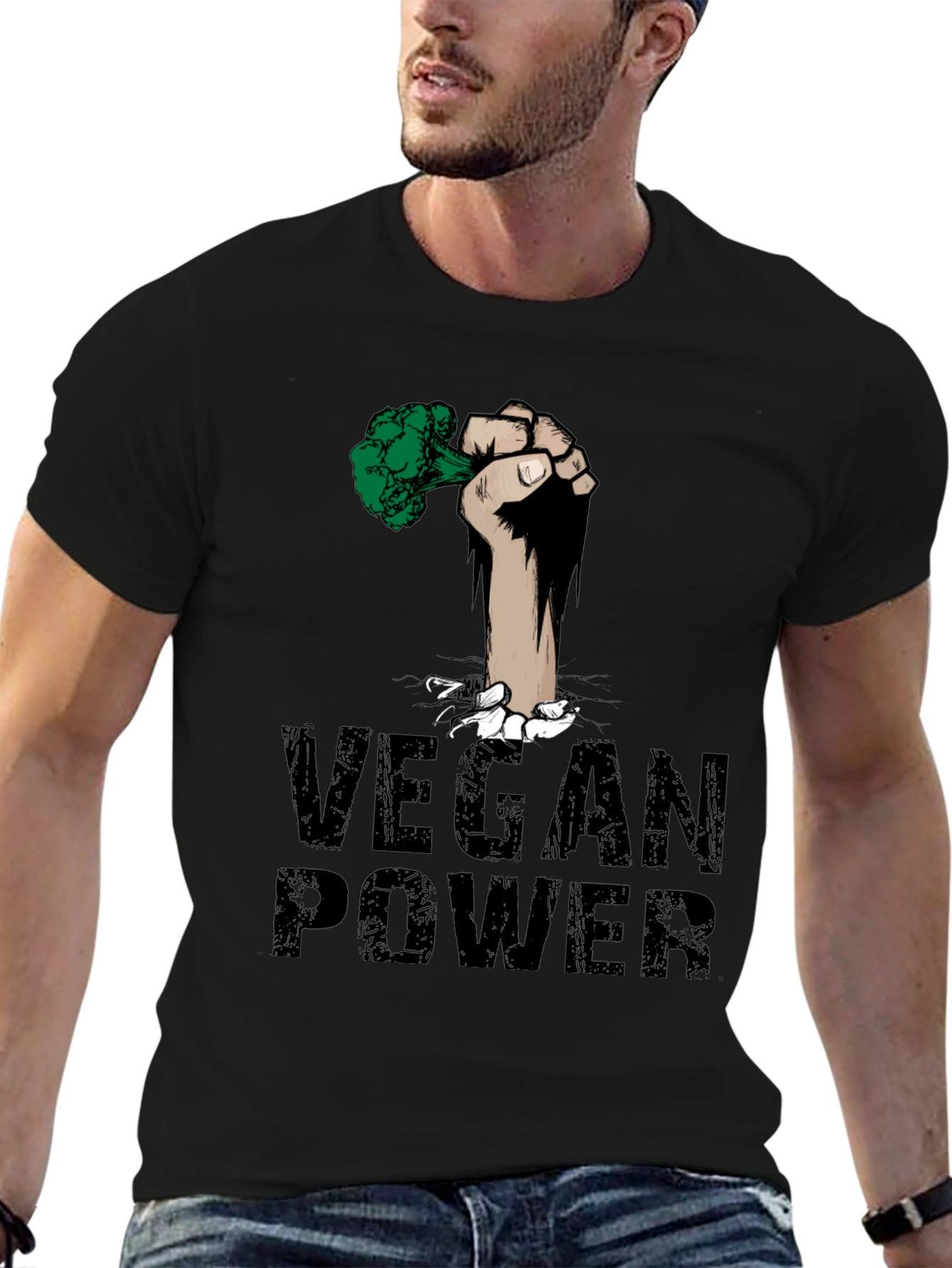 Vegan Power Fist T-Shirt - Broccoli Strength