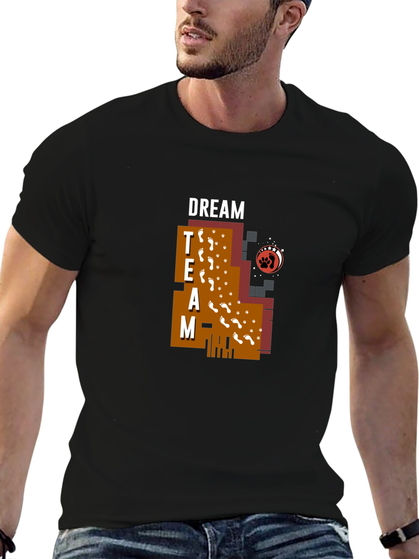 Dream Team Graphic Print Black T-Shirt