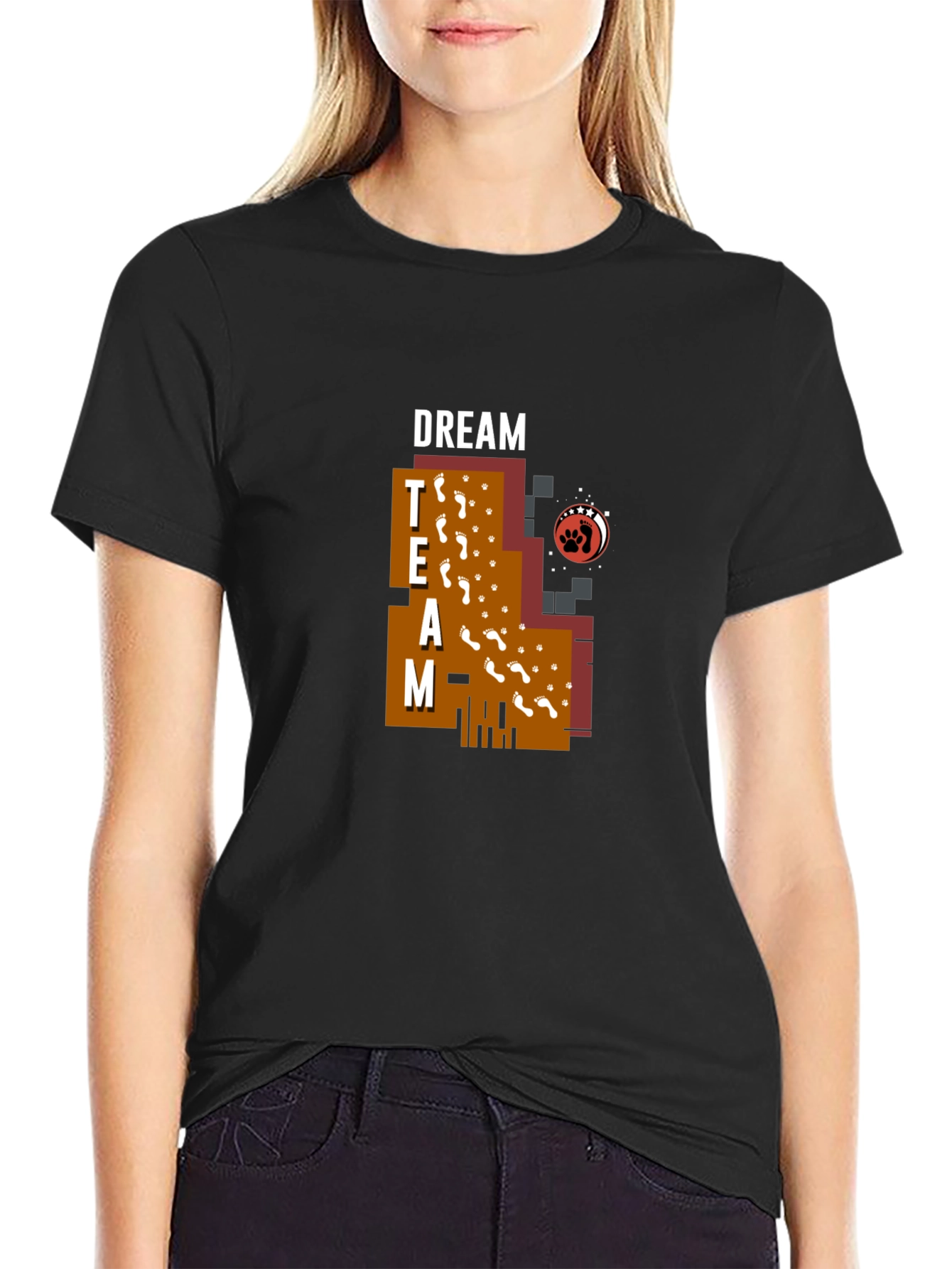 Dream Team Graphic Print Black T-Shirt