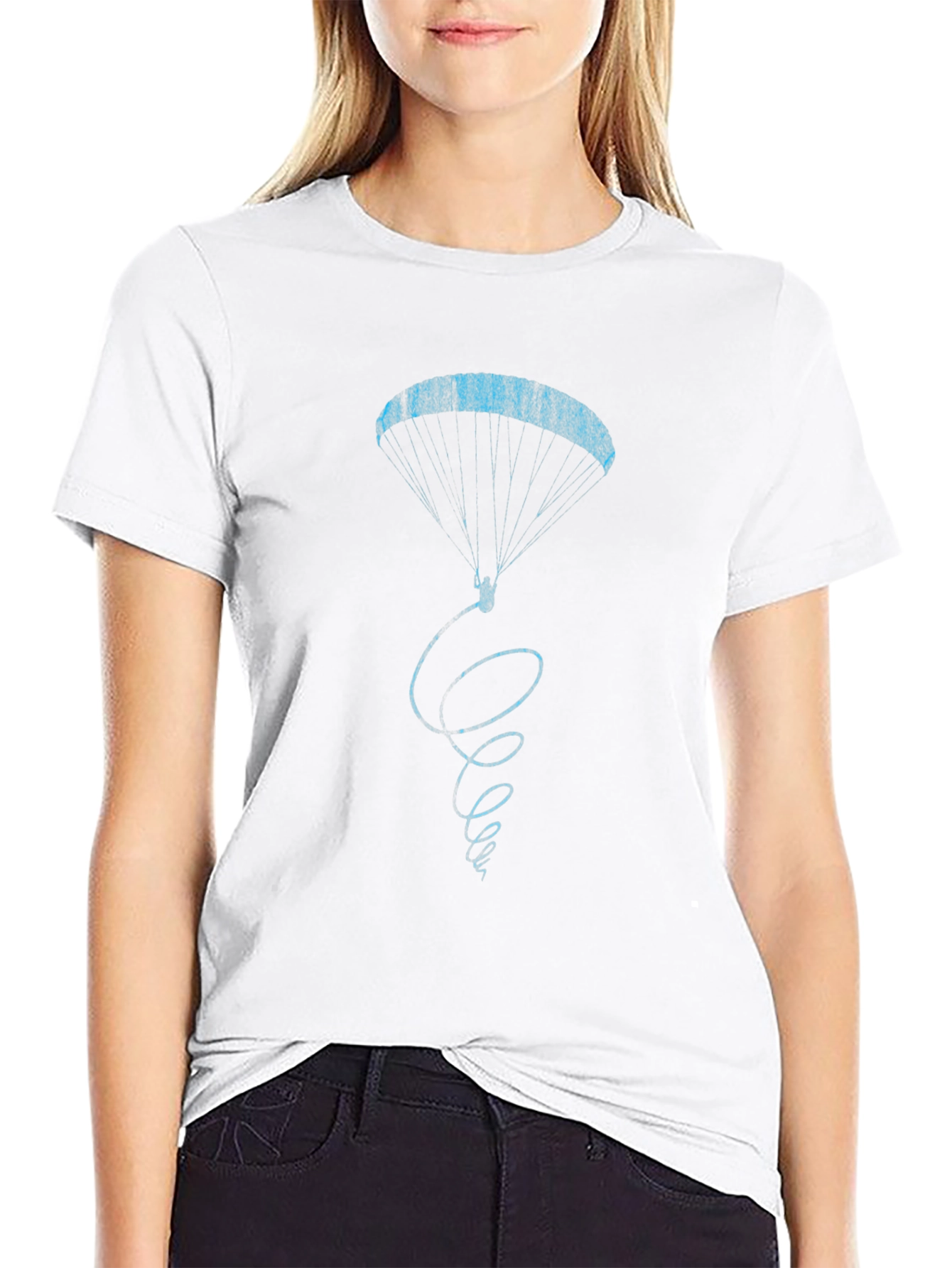 Black T-Shirt with Skydiving Parachute Design