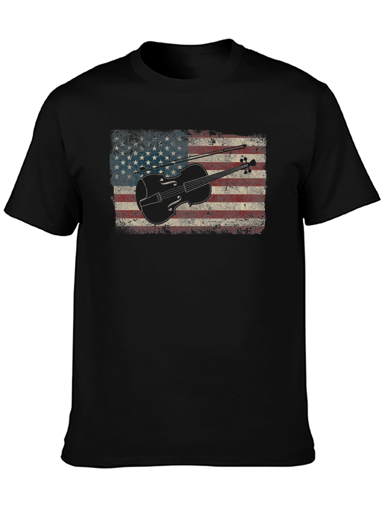 American Flag Violin T-Shirt - Patriotic Music Tee