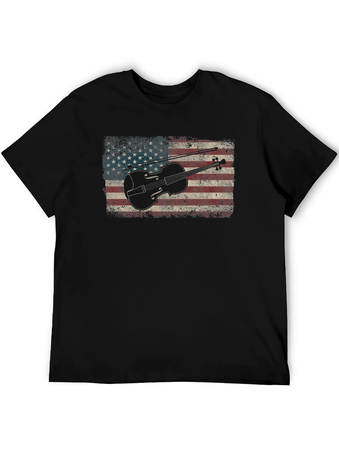American Flag Violin T-Shirt - Patriotic Music Tee