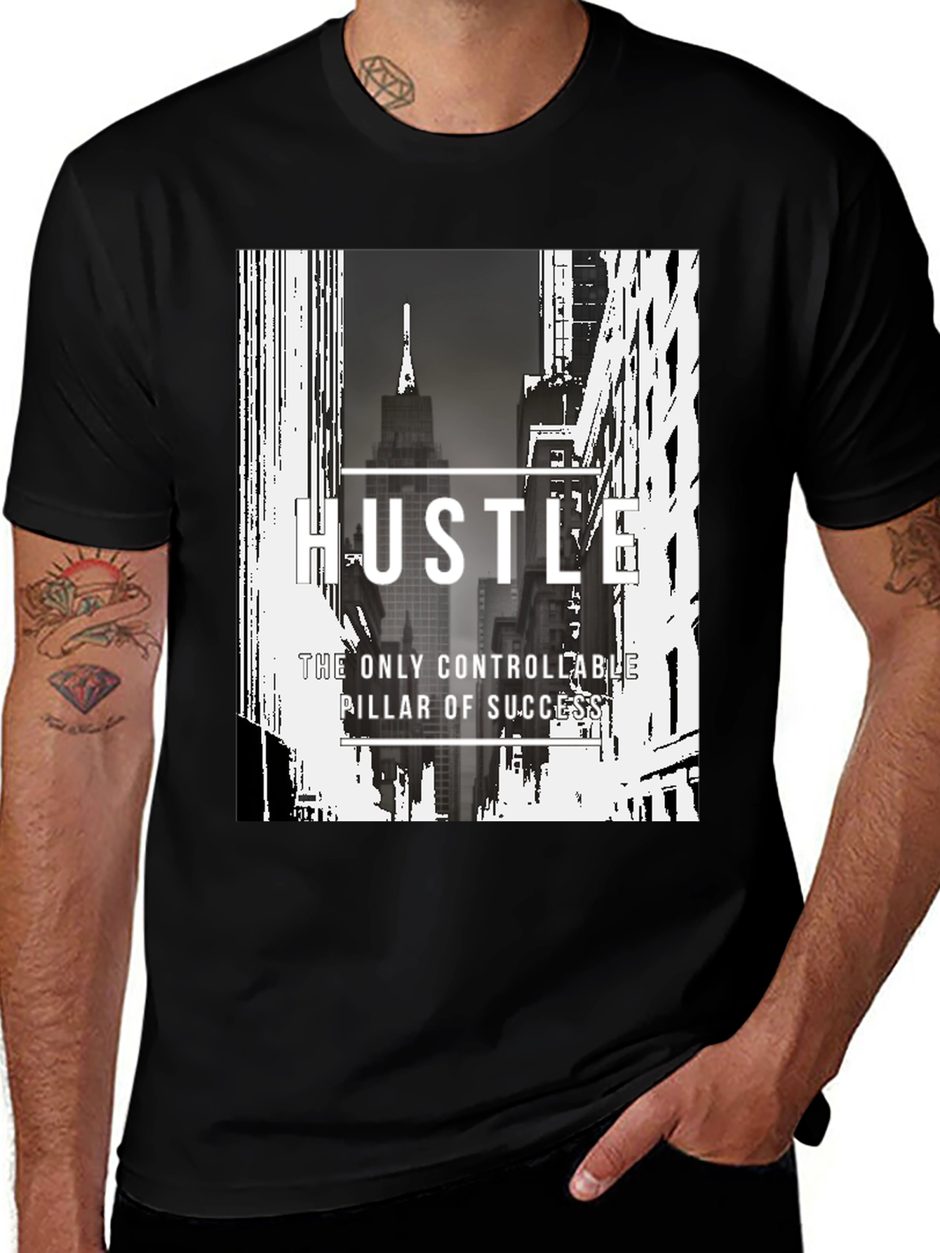 Hustle Graphic Tee - Black Urban Style Shirt