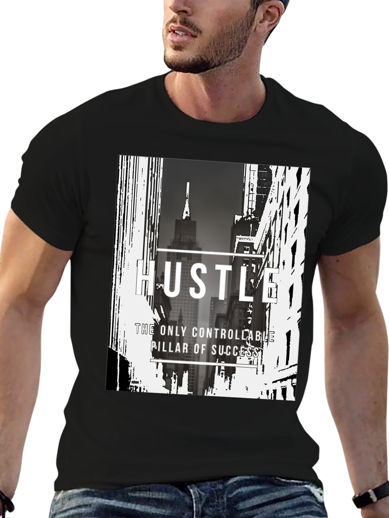 Hustle Graphic Tee - Black Urban Style Shirt