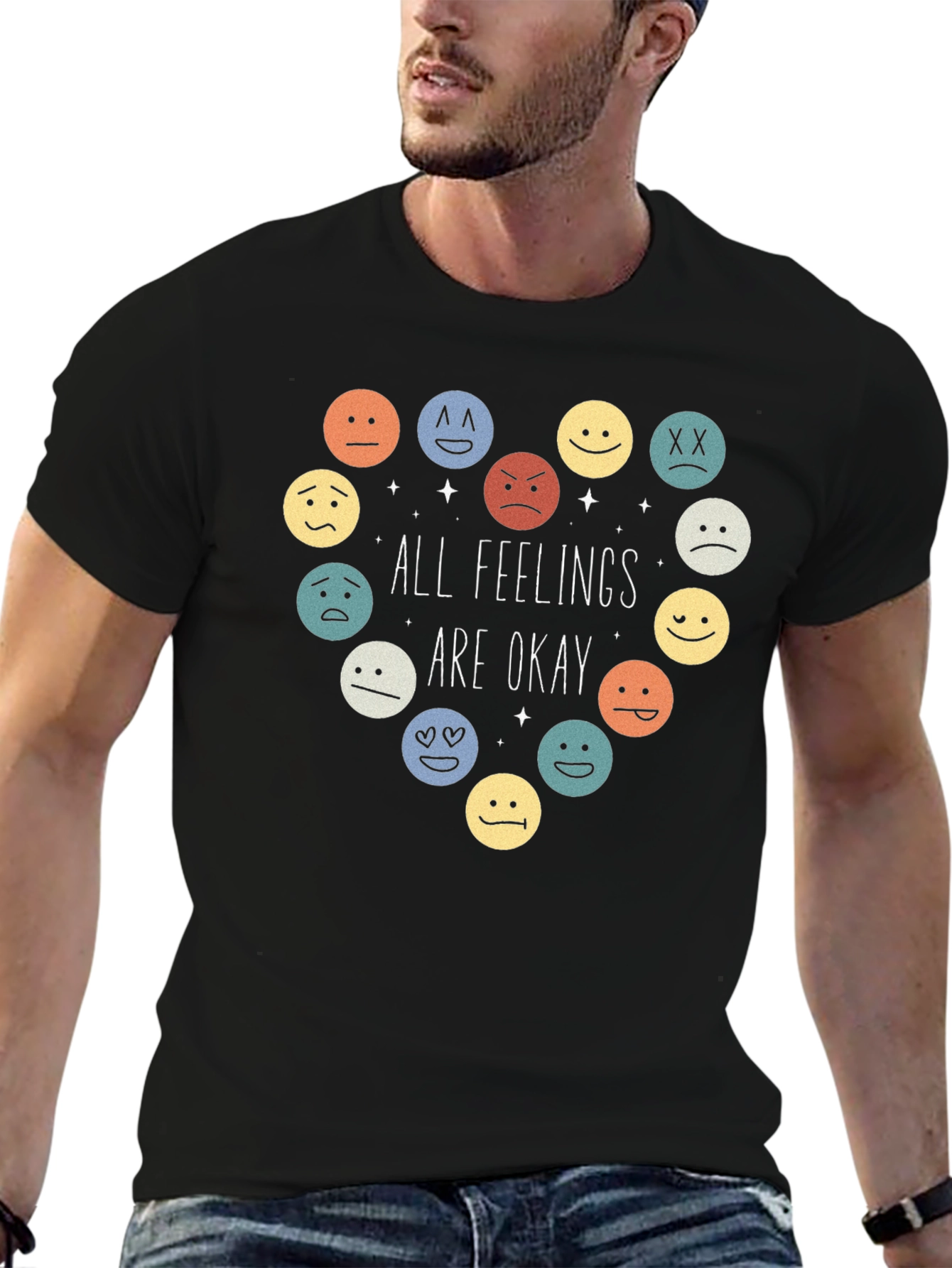 All Feelings Are Okay T-Shirt - Emoticon Heart