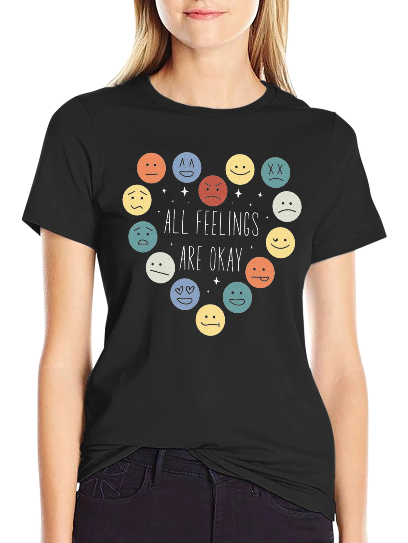 All Feelings Are Okay T-Shirt - Emoticon Heart
