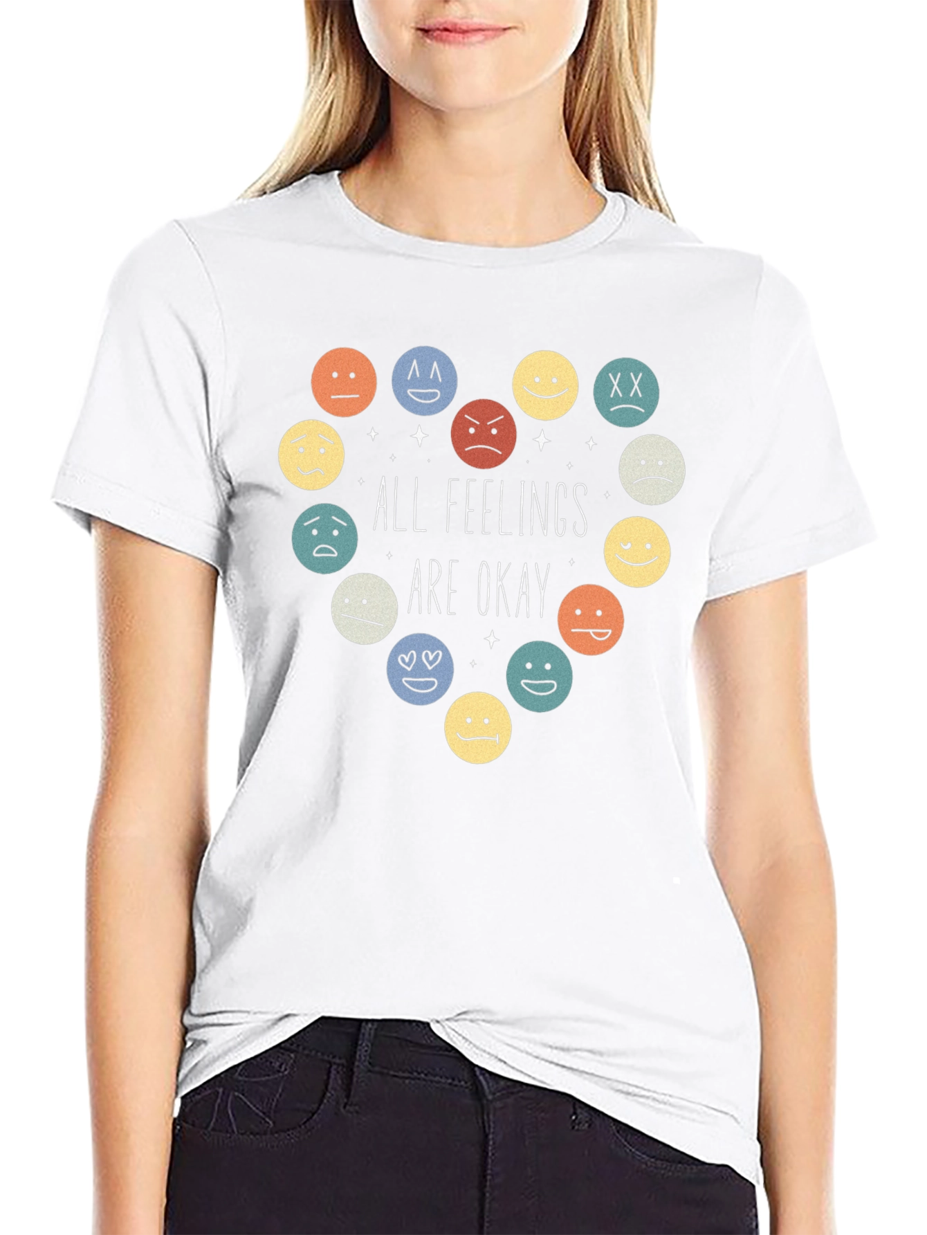 All Feelings Are Okay T-Shirt - Emoticon Heart