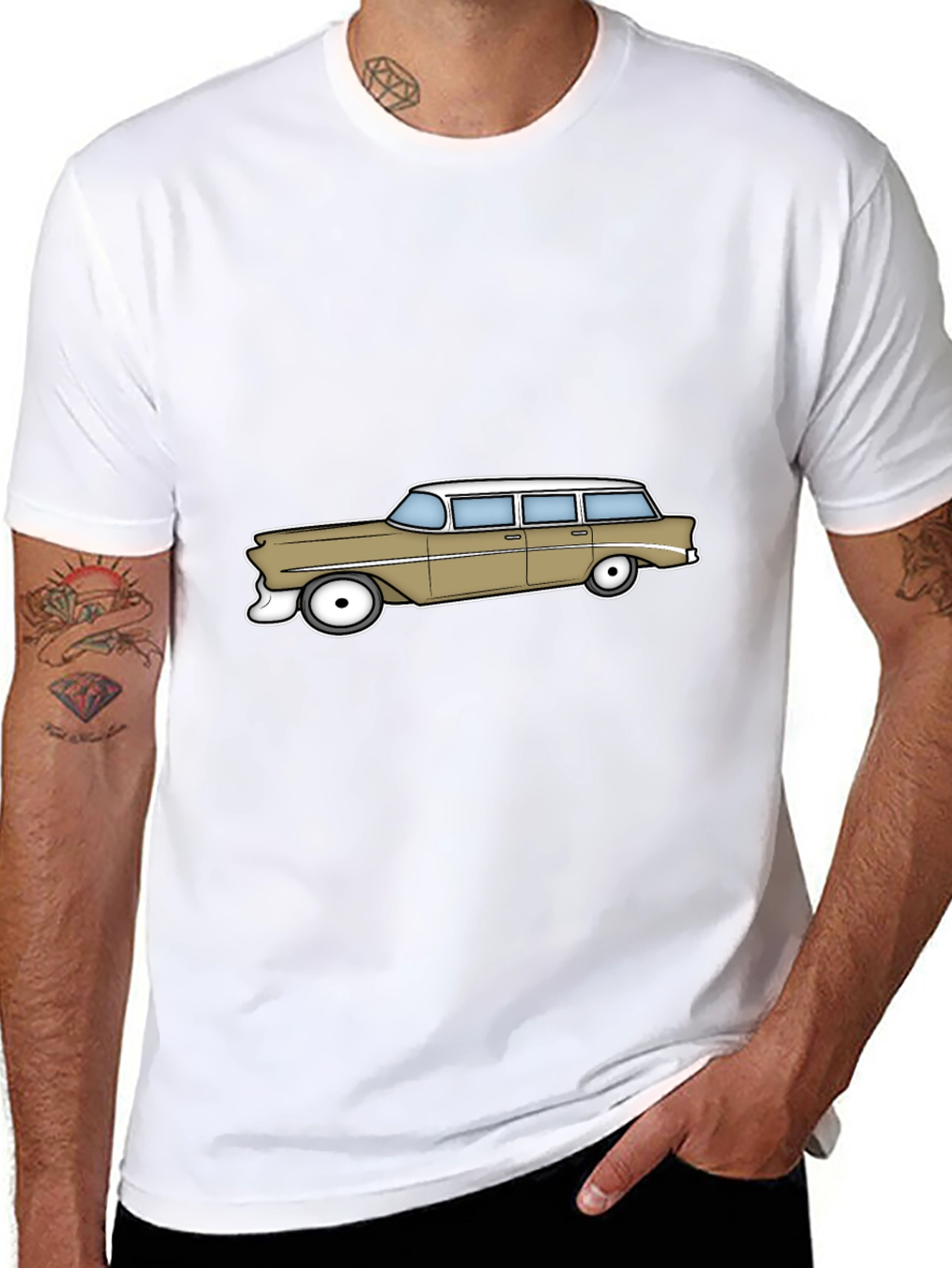 Retro Station Wagon Graphic Tee - Classic Car Style