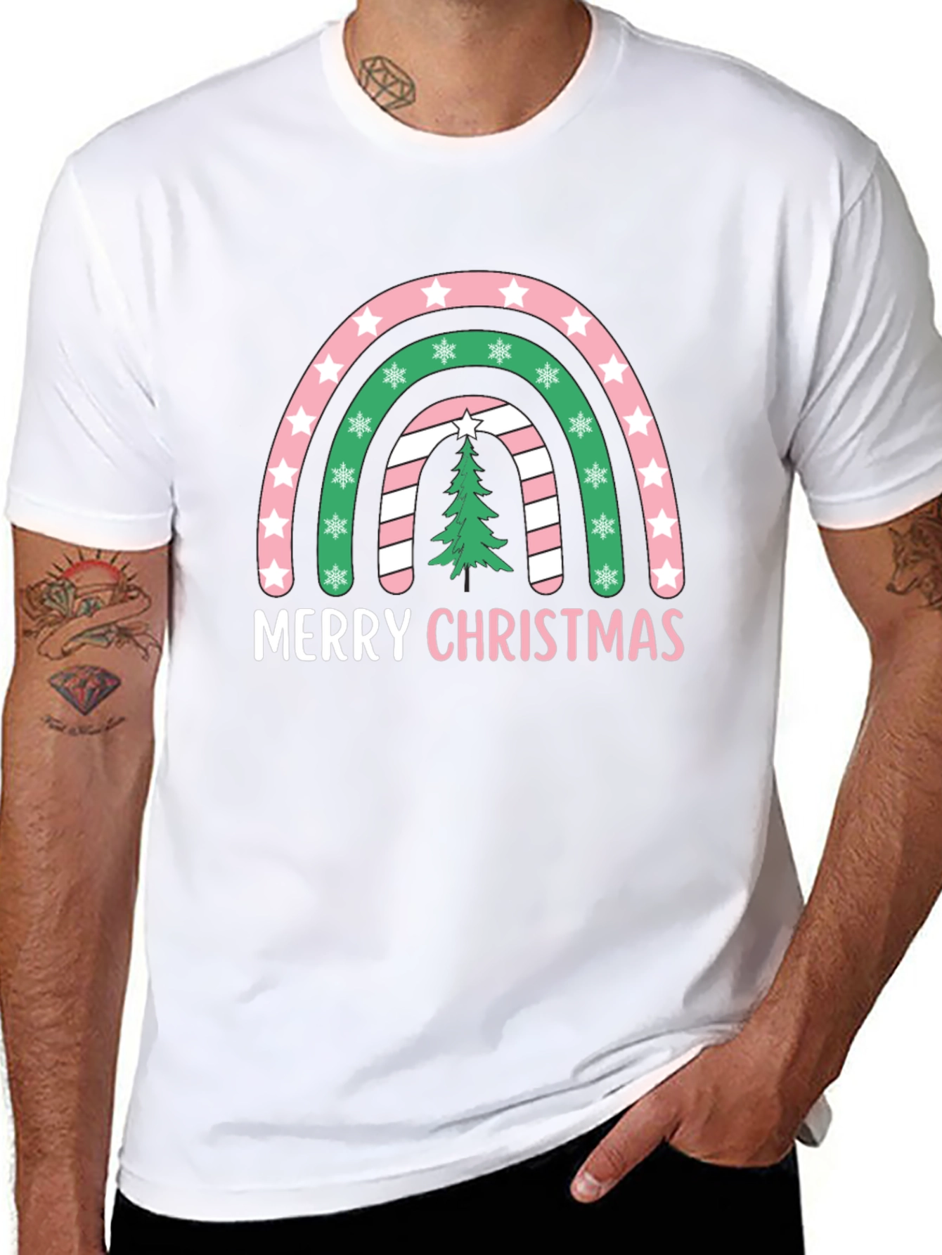 Merry Christmas Rainbow Graphic Tee