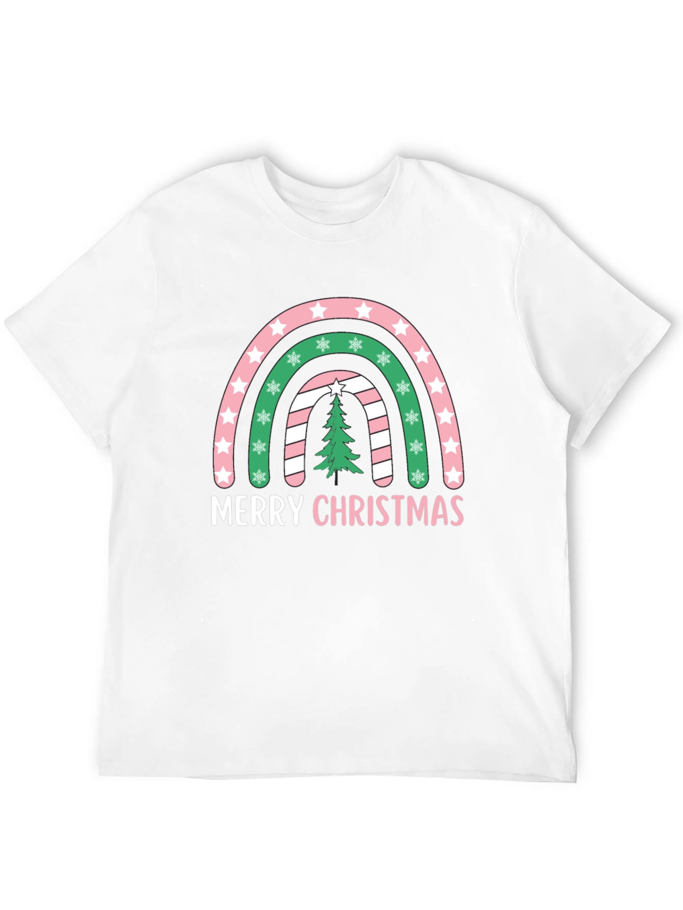 Merry Christmas Rainbow Graphic Tee