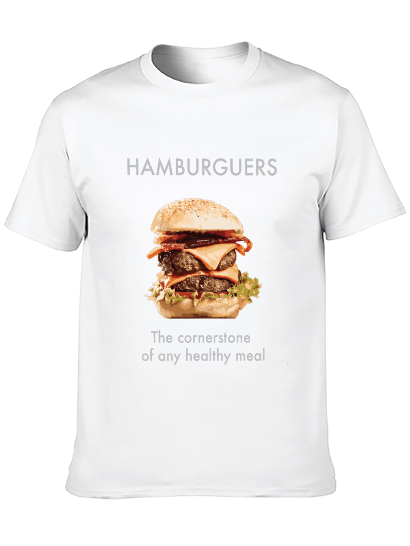 Humorous Hamburger T-Shirt - Healthy Meal Tee