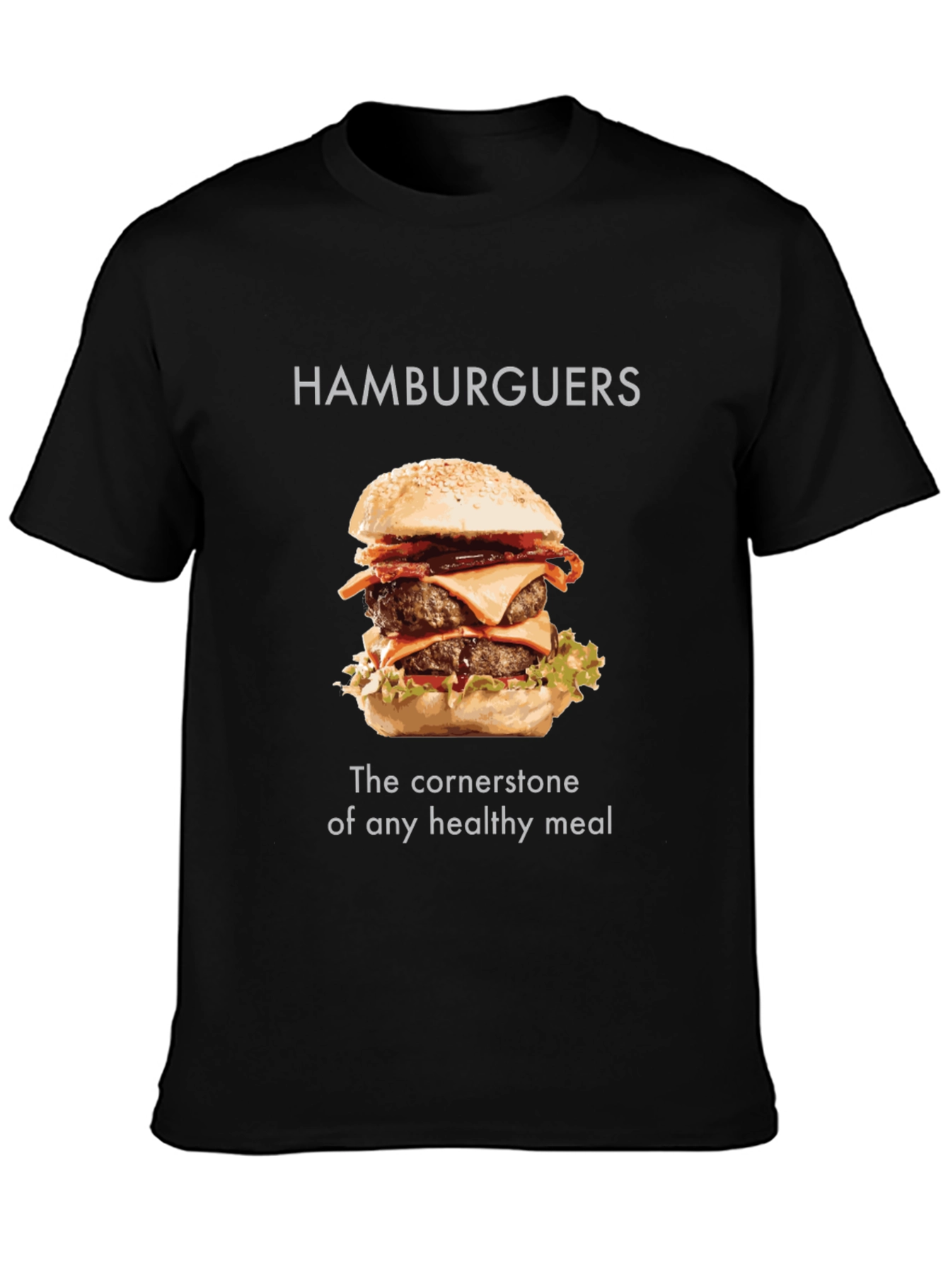 Humorous Hamburger T-Shirt - Healthy Meal Tee