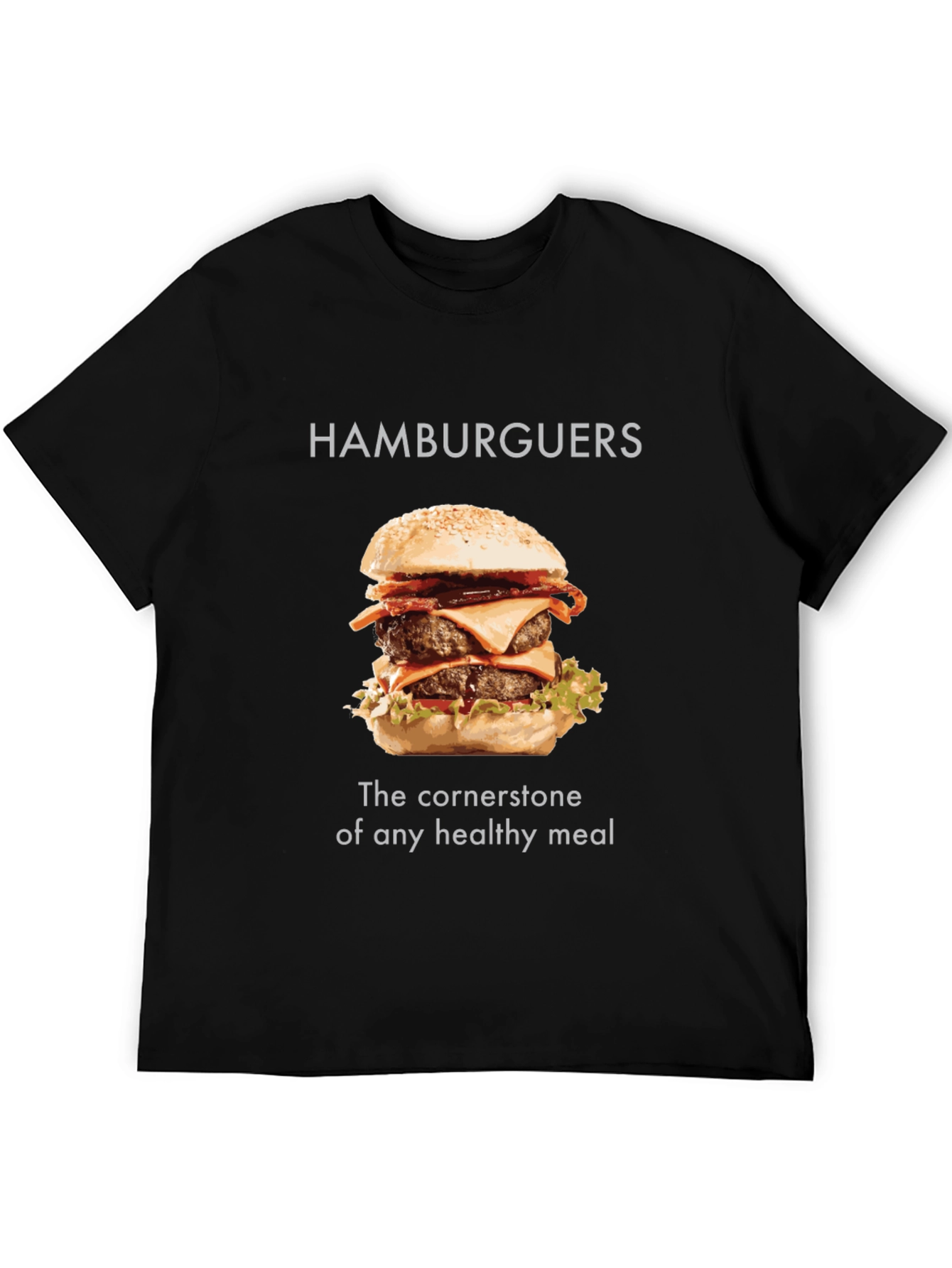 Humorous Hamburger T-Shirt - Healthy Meal Tee