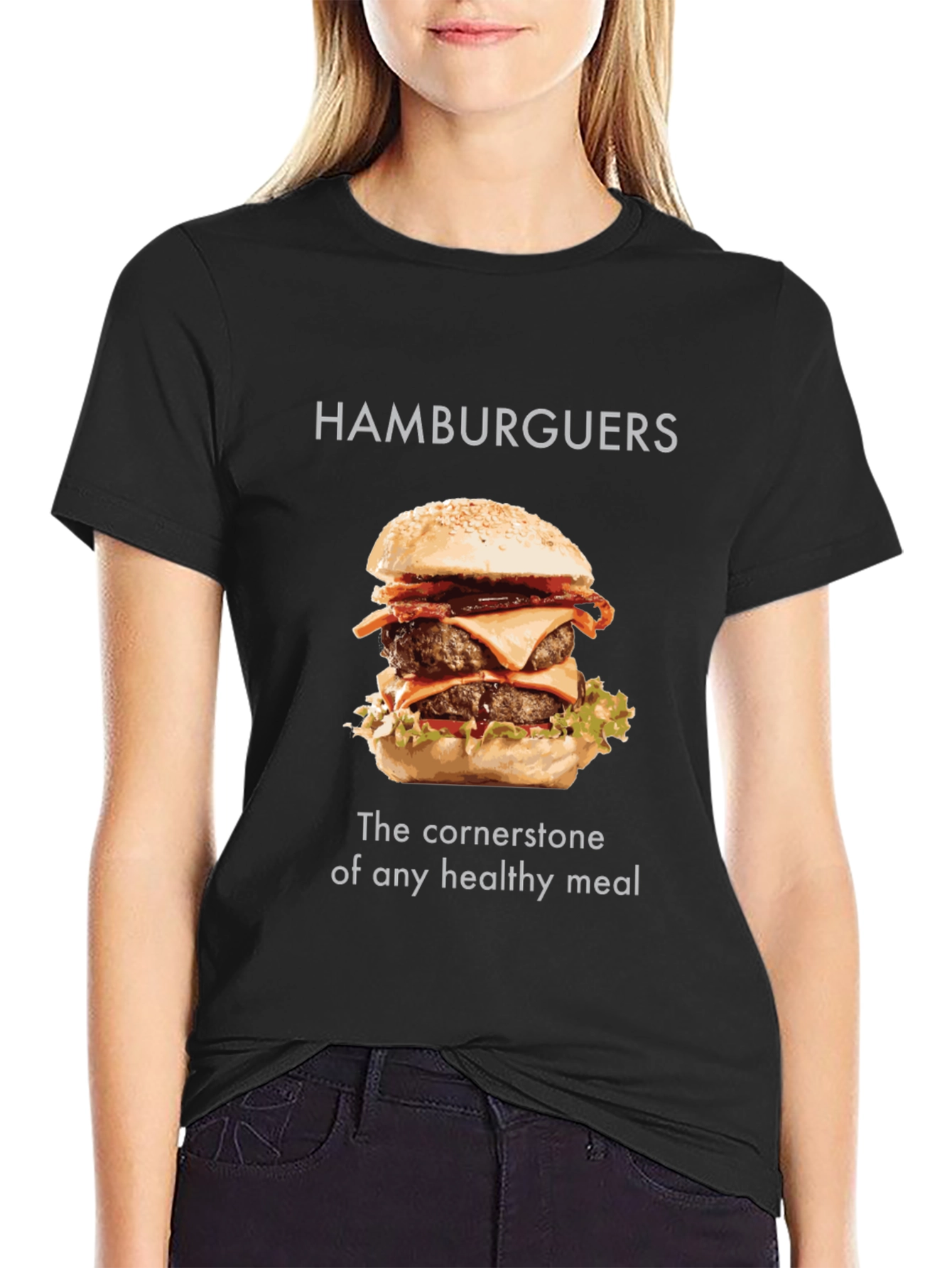 Humorous Hamburger T-Shirt - Healthy Meal Tee