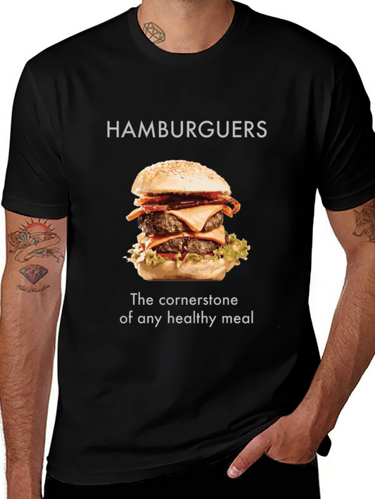 Humorous Hamburger T-Shirt - Healthy Meal Tee