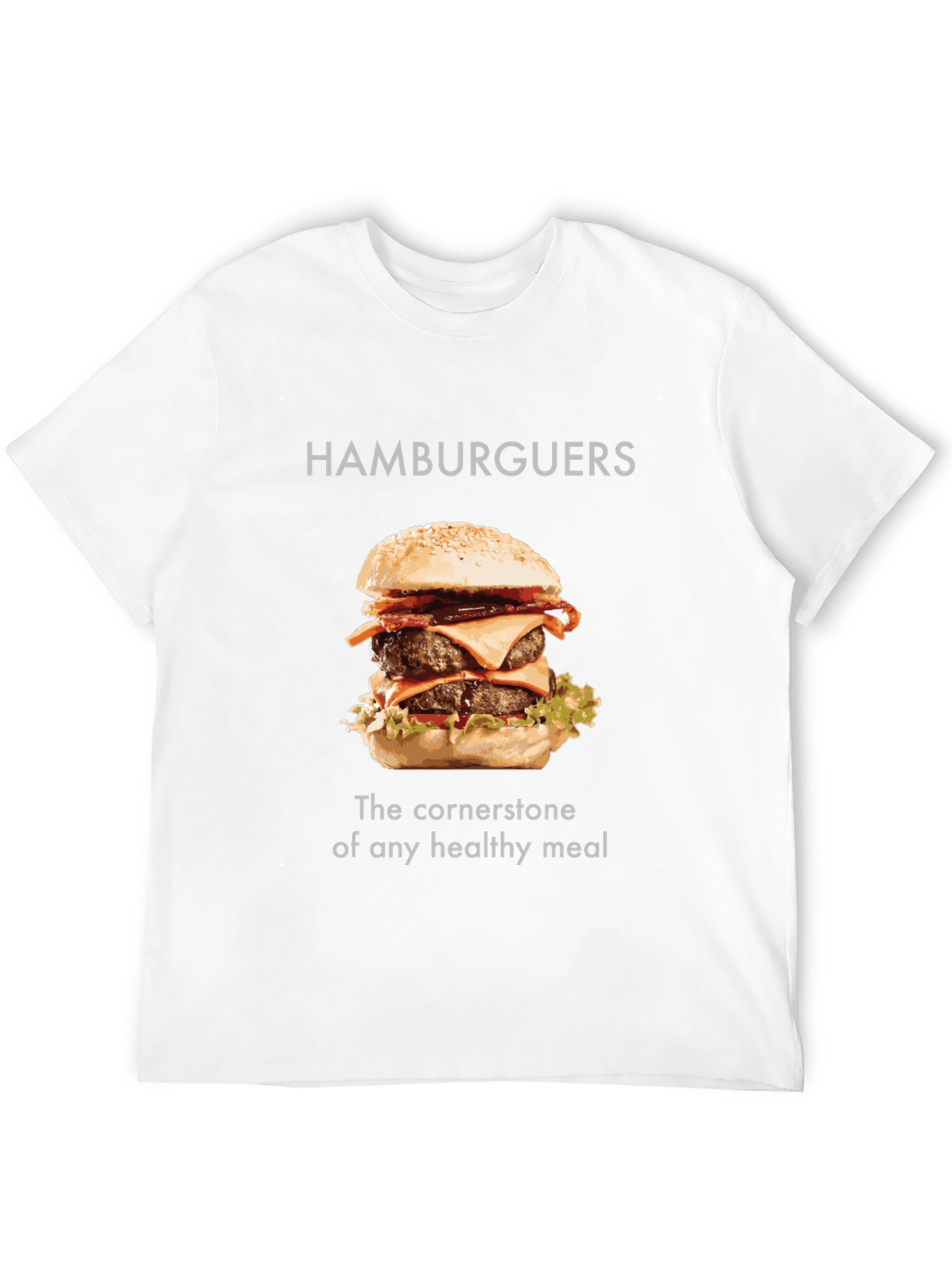 Humorous Hamburger T-Shirt - Healthy Meal Tee