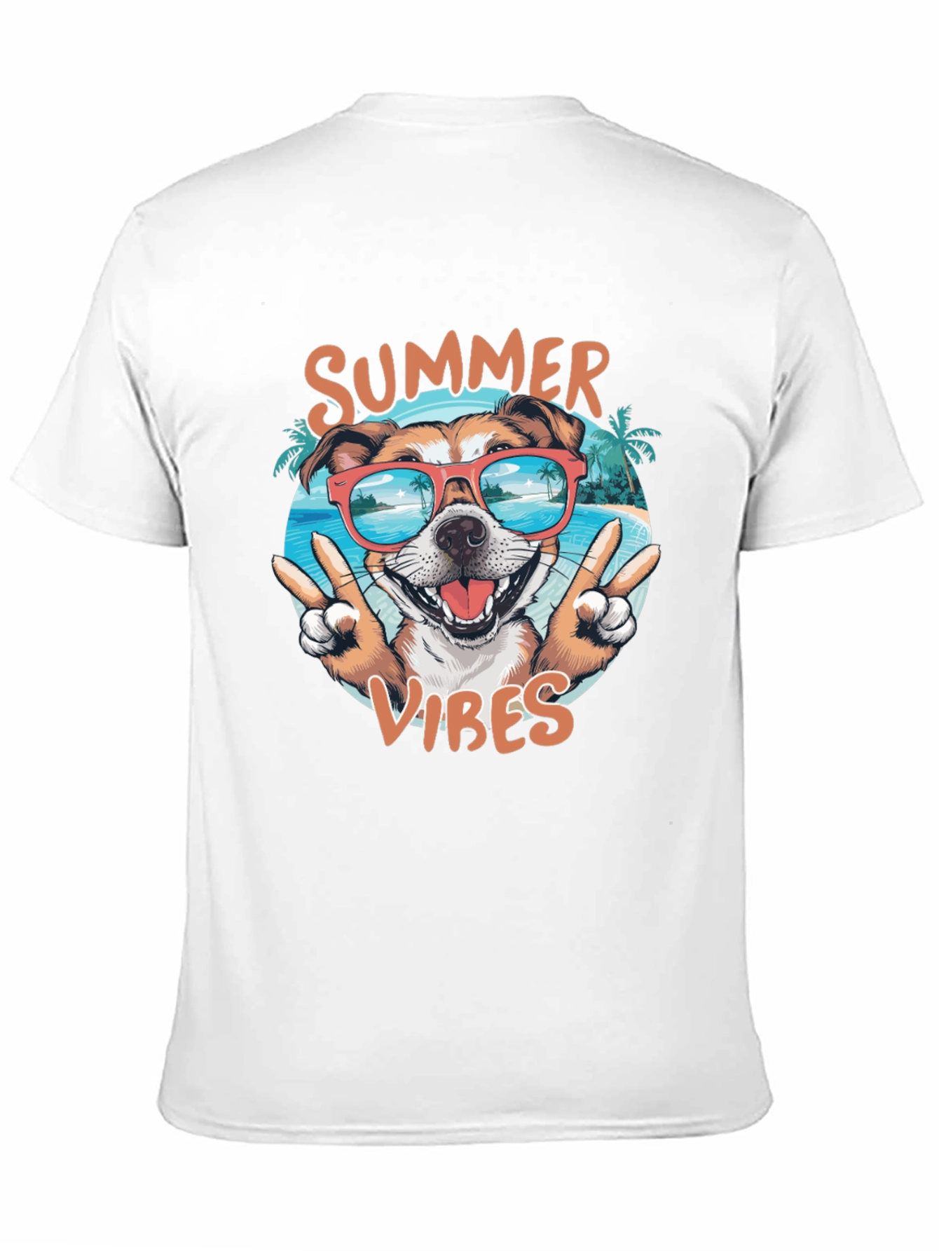 Summer Vibes Dog Graphic Tee - Casual Black T-Shirt
