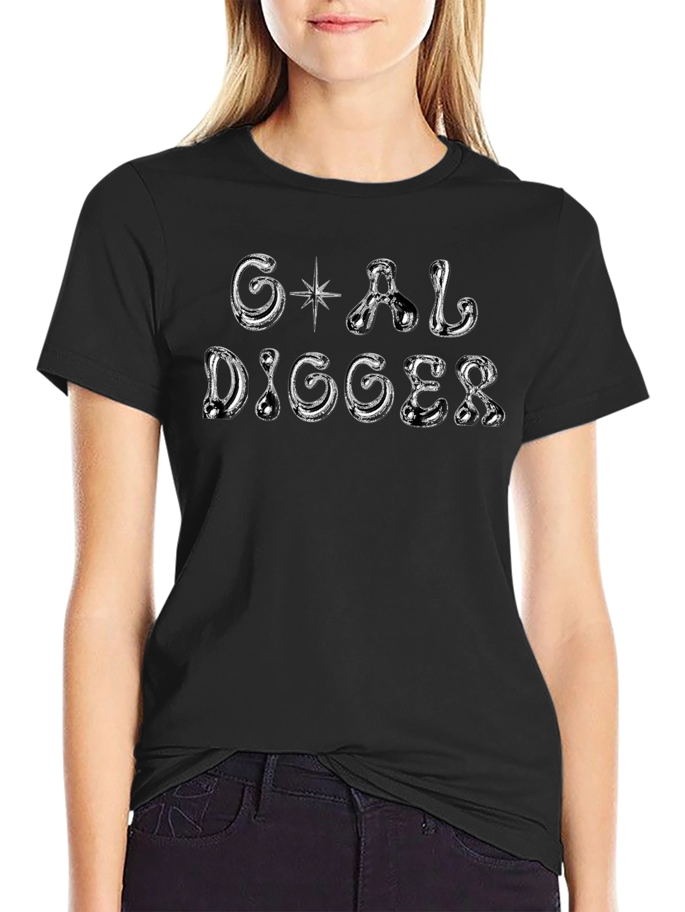 Goal Digger Graphic Print Black T-Shirt
