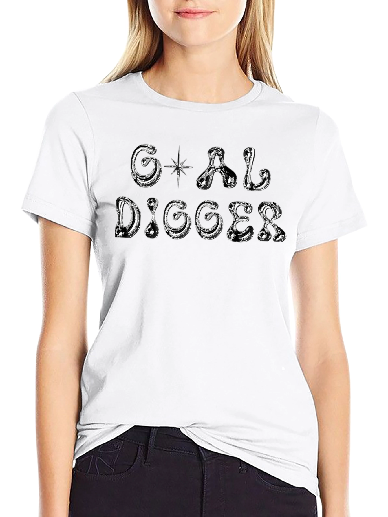 Goal Digger Graphic Print Black T-Shirt