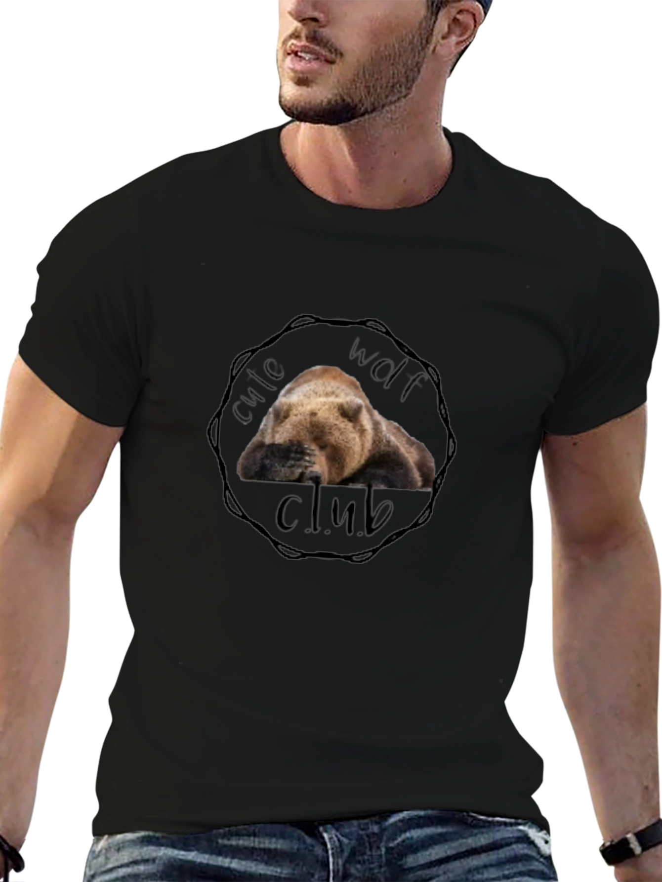 Cute Wolf Club Black T-Shirt