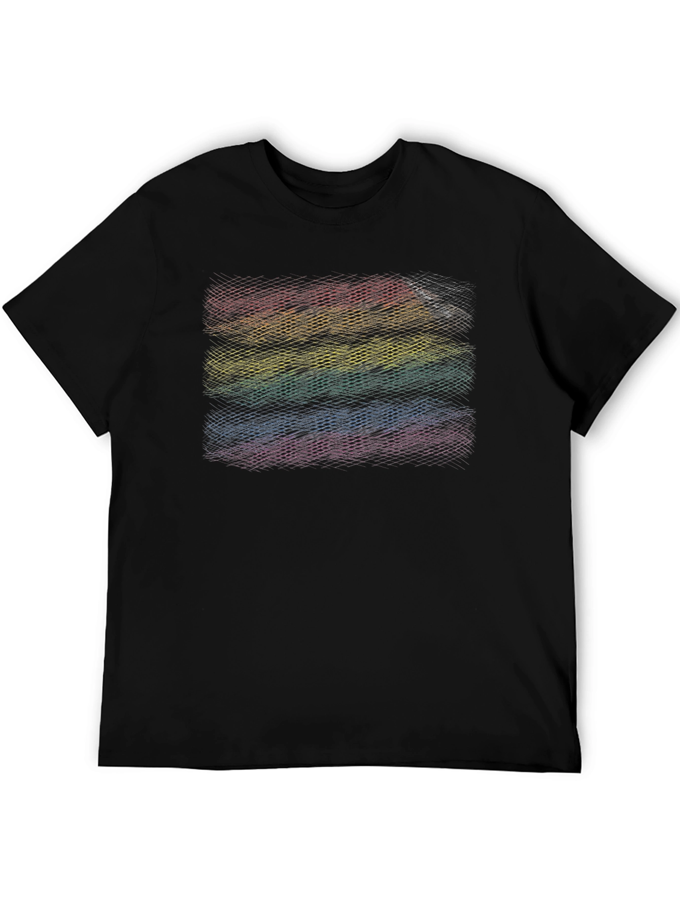 Rainbow Stripes Graphic Tee - Black Cotton Blend