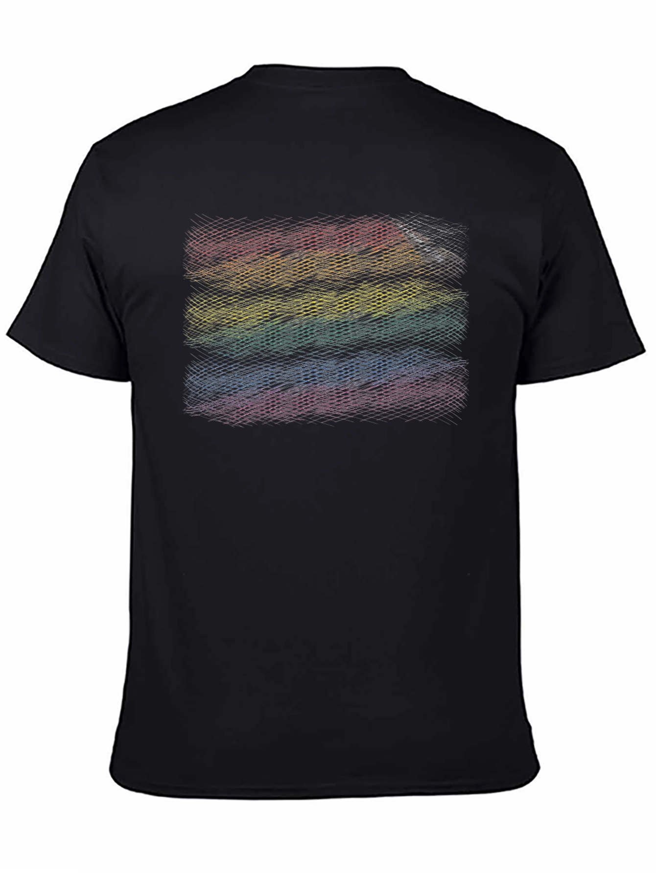 Rainbow Stripes Graphic Tee - Black Cotton Blend