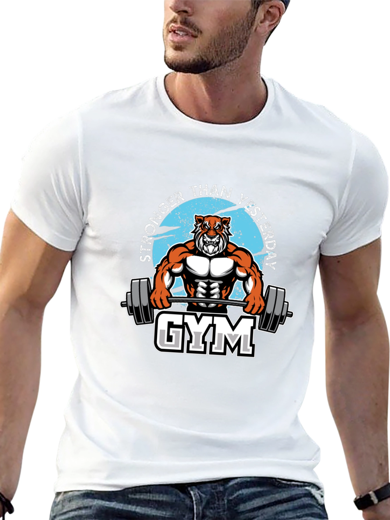 Stronger Than Yesterday Gym Tiger T-Shirt