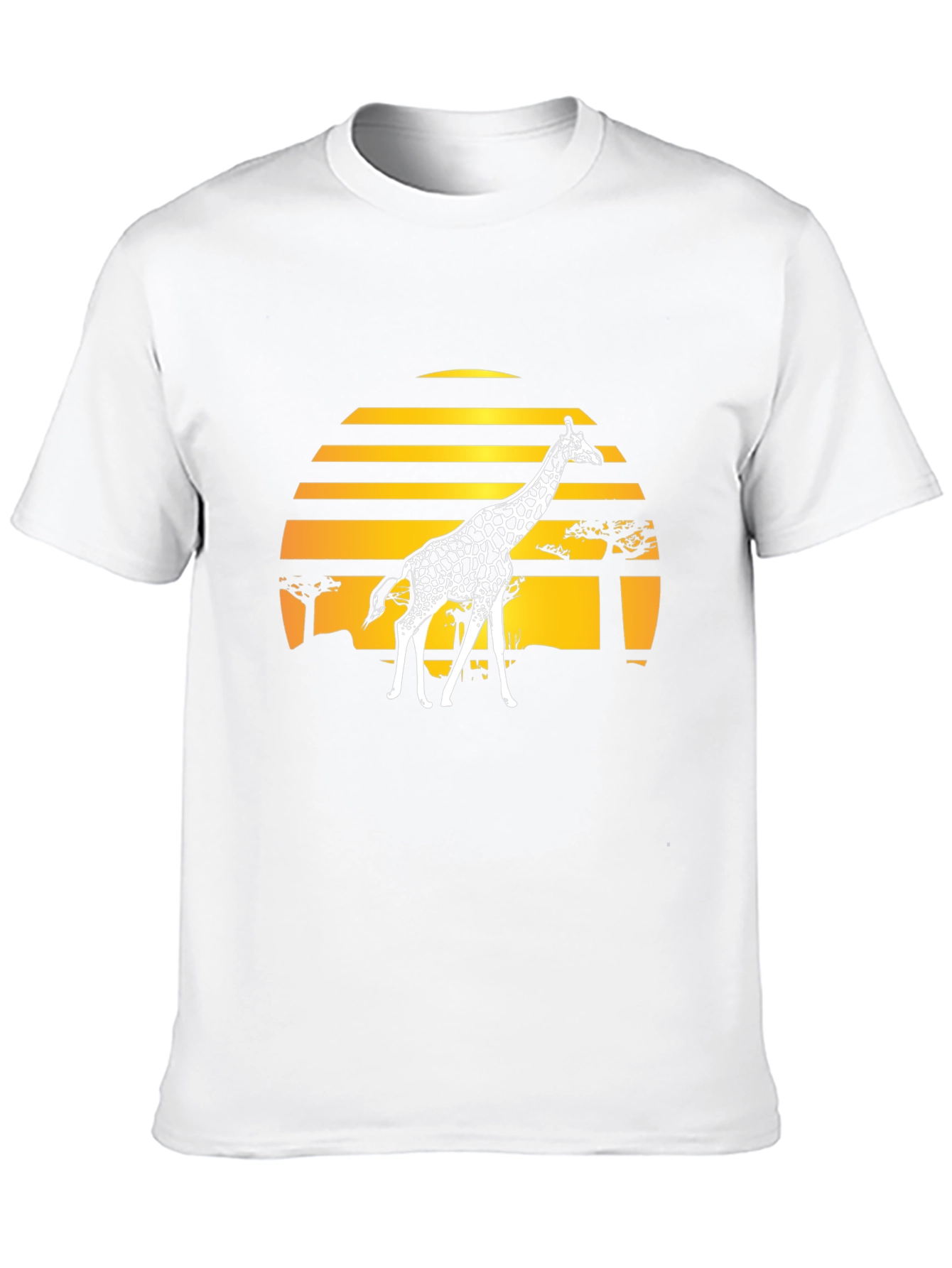 Giraffe Sunset Graphic Tee - Stylish Black T-Shirt