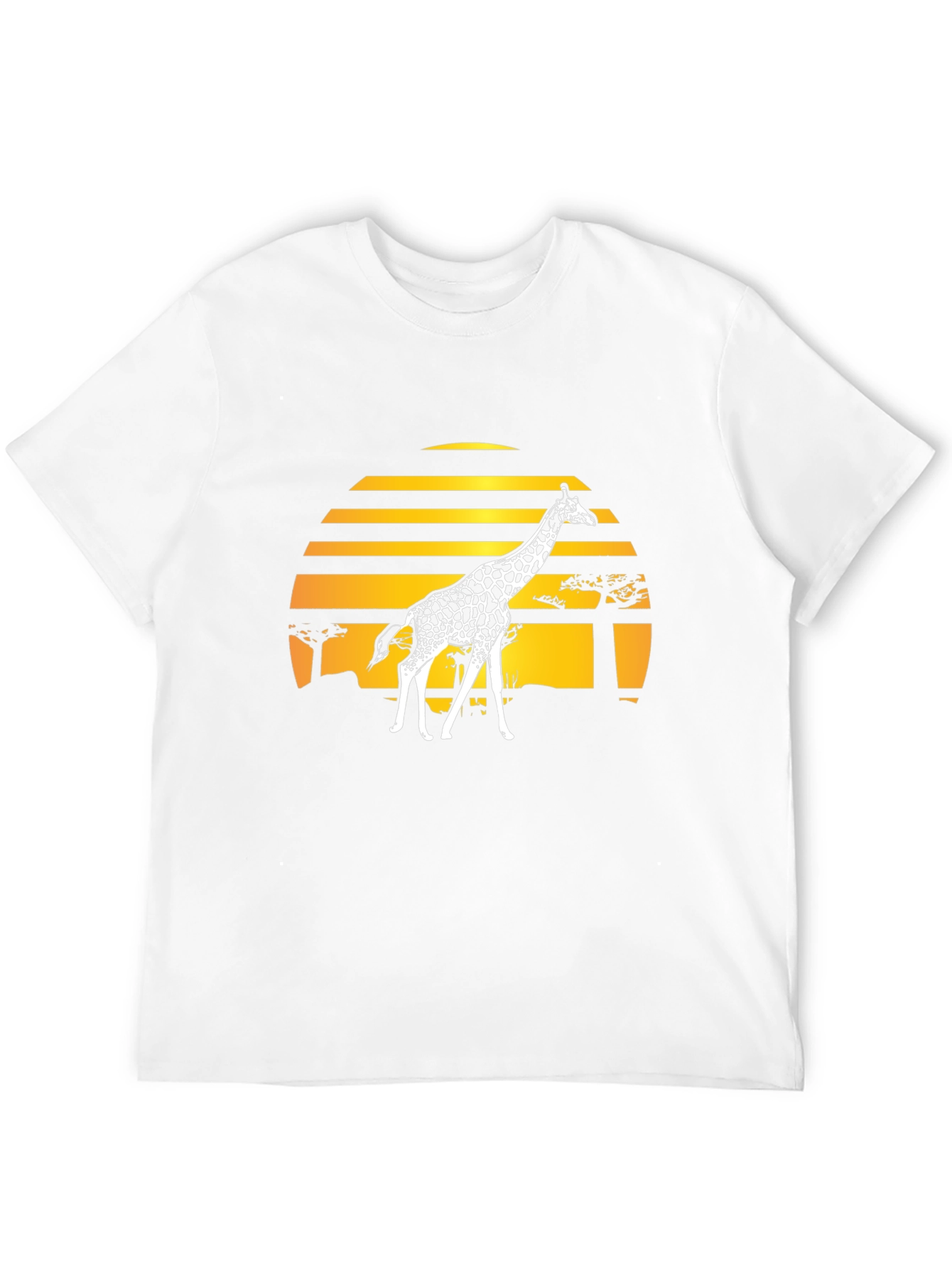 Giraffe Sunset Graphic Tee - Stylish Black T-Shirt
