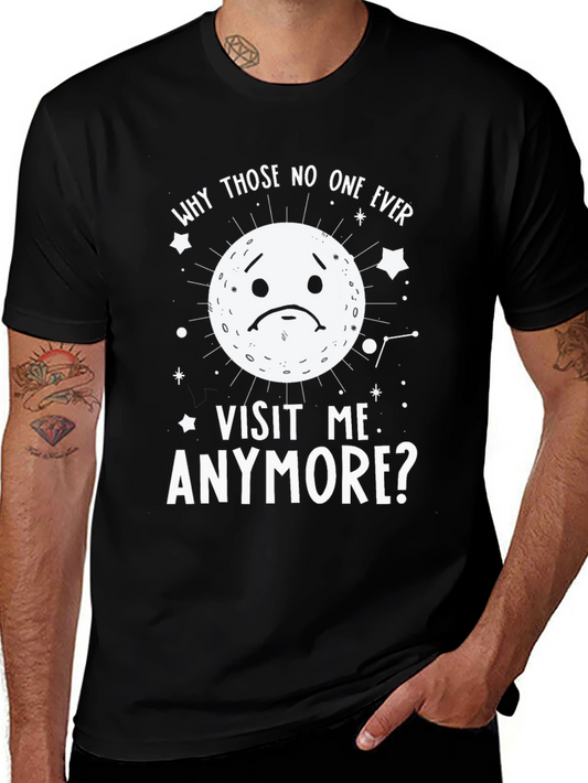 Sad Moon Graphic T-Shirt - Why Does No One Visit?