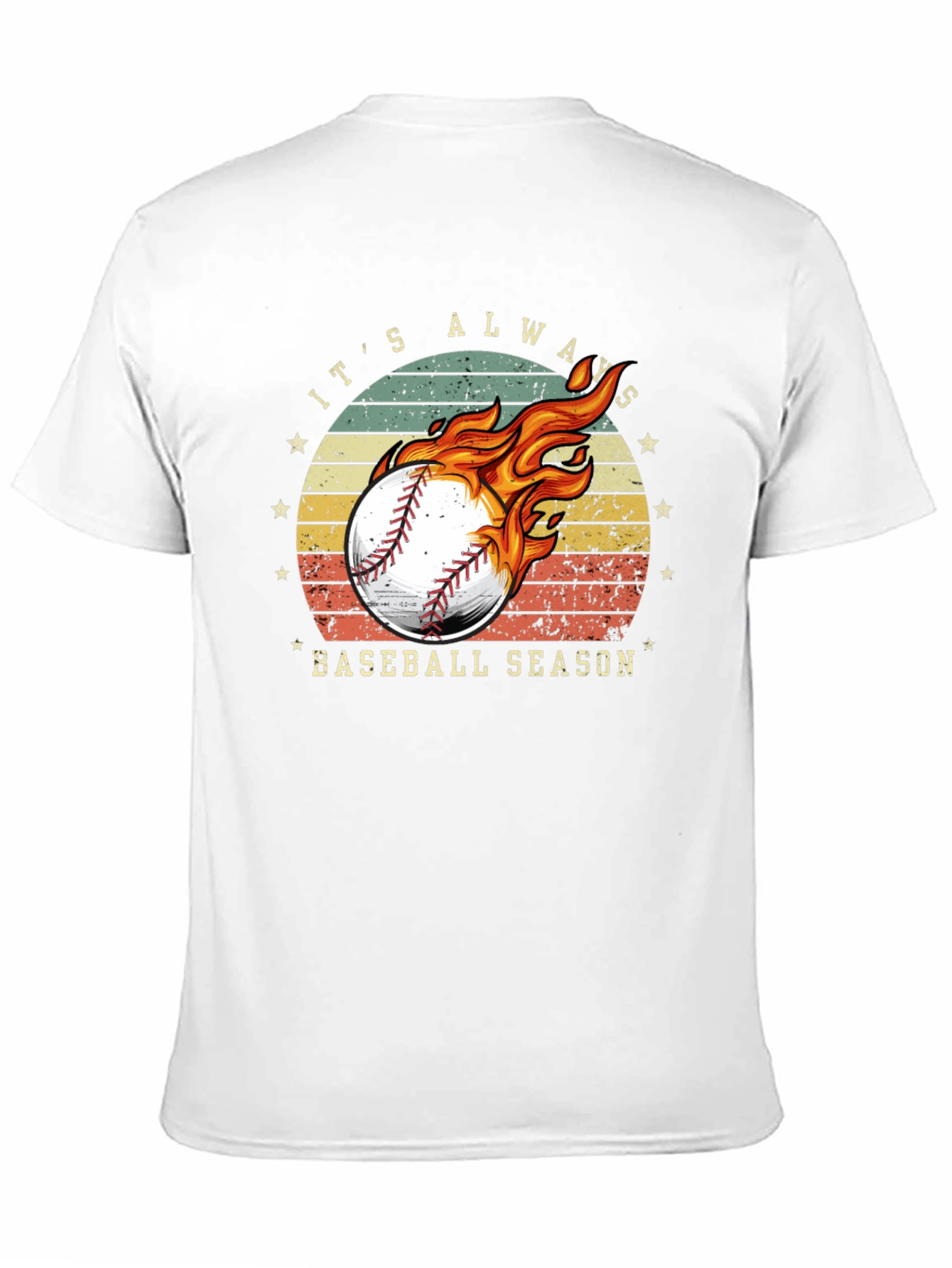 Baseball Season Graphic Tee - Burning Baseball Design