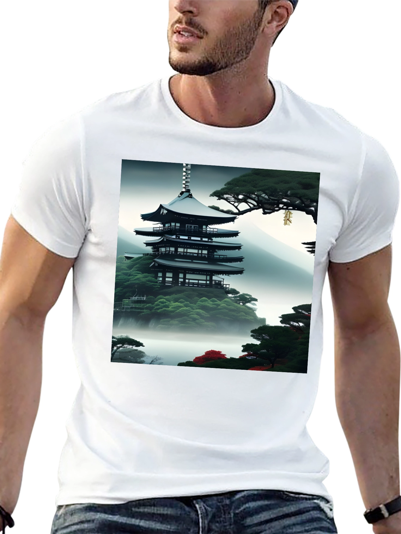 Zen Garden Pagoda Black T-Shirt