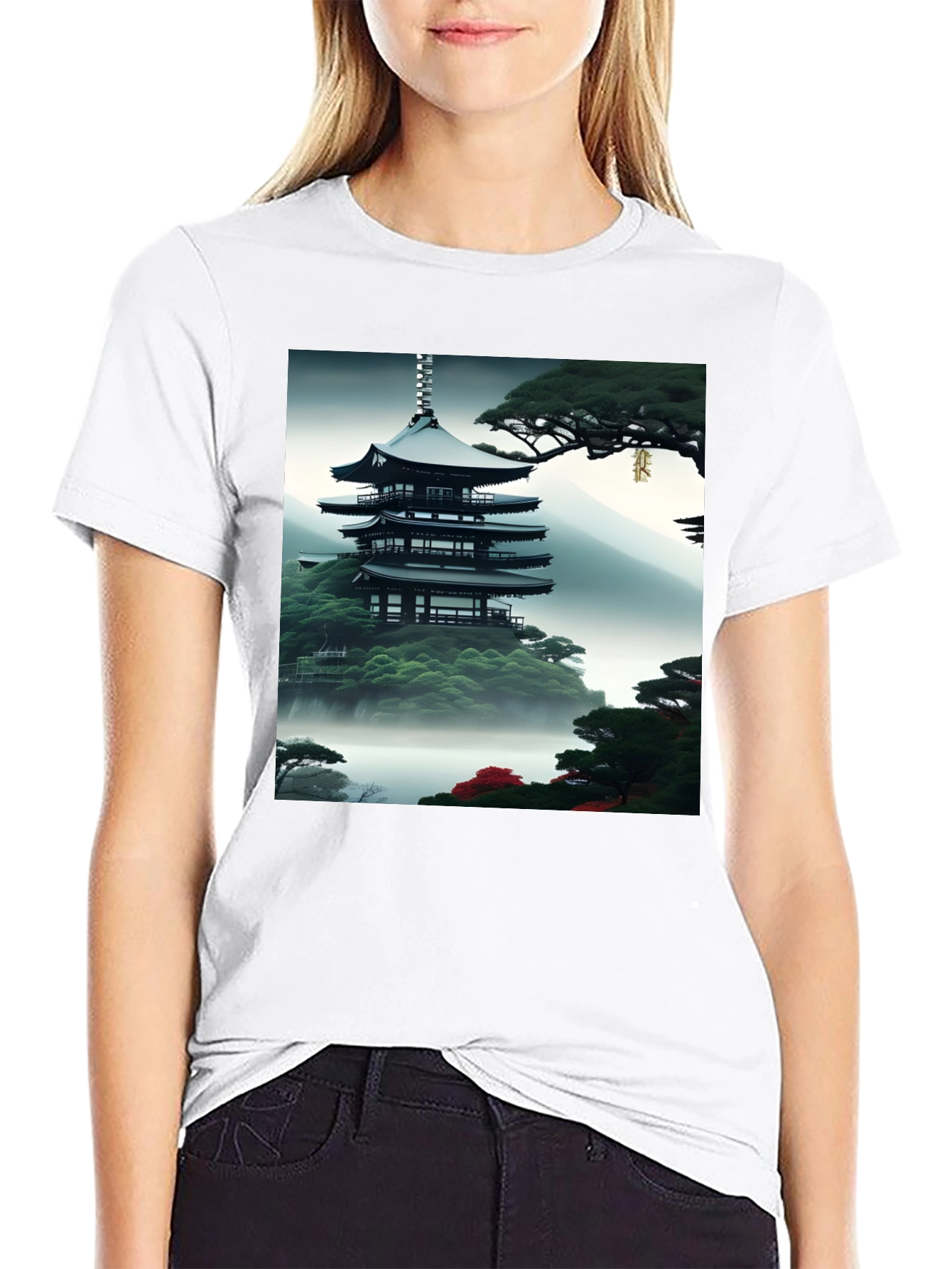 Zen Garden Pagoda Black T-Shirt