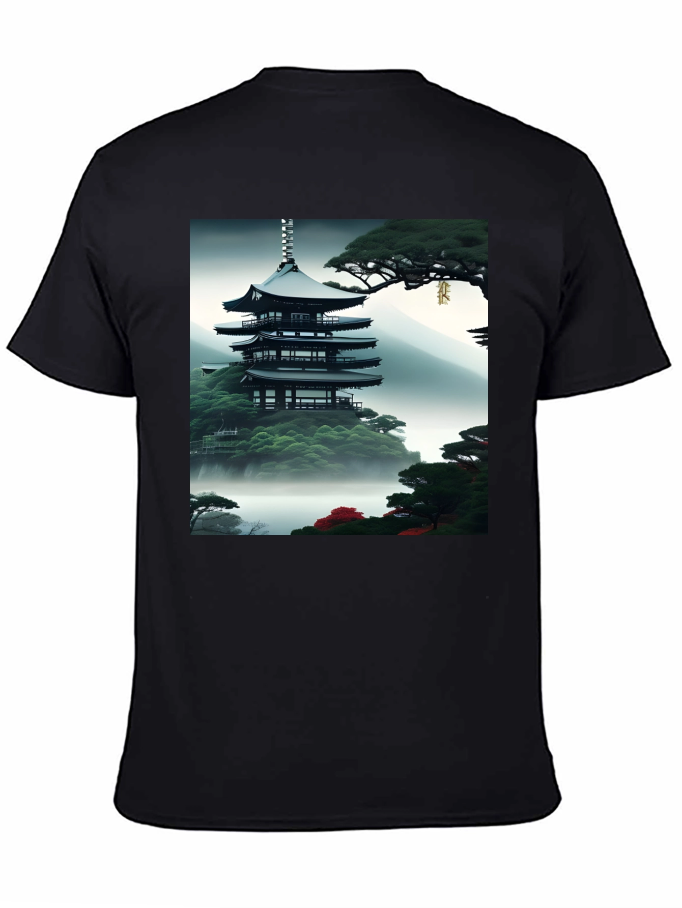 Zen Garden Pagoda Black T-Shirt