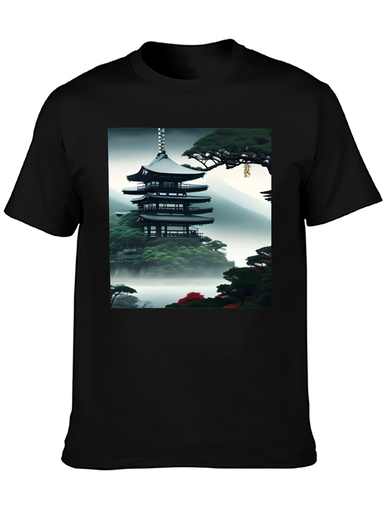 Zen Garden Pagoda Black T-Shirt