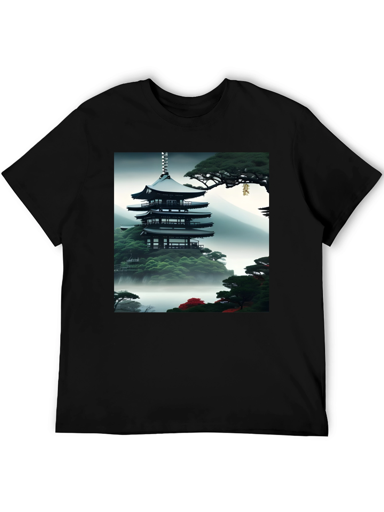 Zen Garden Pagoda Black T-Shirt