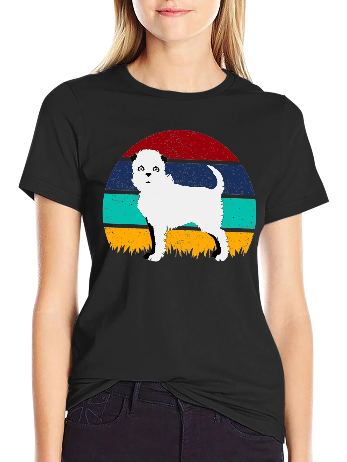 Retro Dog Sunset Graphic Tee
