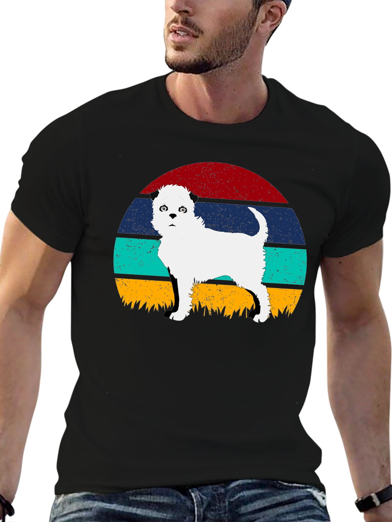 Retro Dog Sunset Graphic Tee
