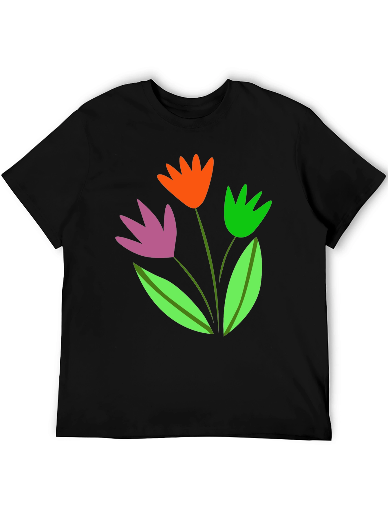 Floral Graphic Tee - Trendy Cotton Blend Shirt