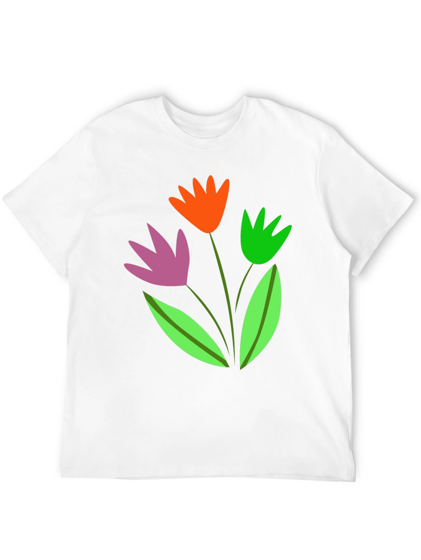 Floral Graphic Tee - Trendy Cotton Blend Shirt