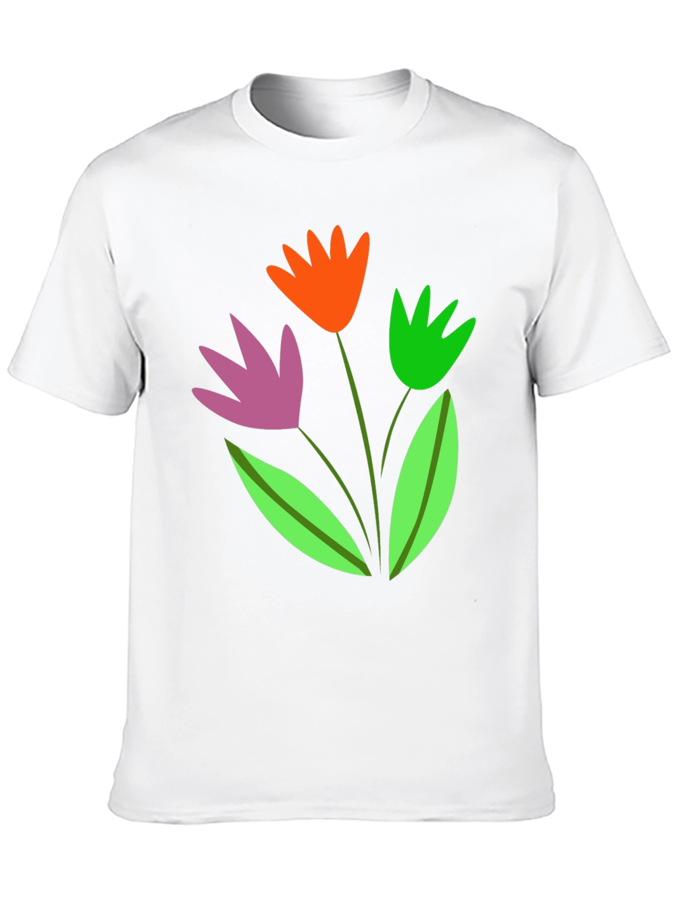 Floral Graphic Tee - Trendy Cotton Blend Shirt