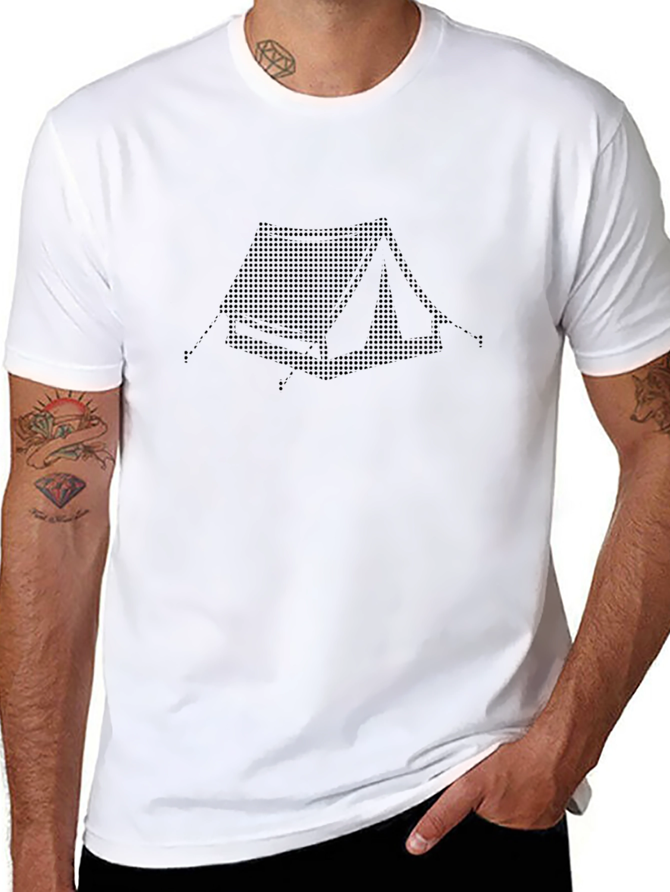 Camping Tent Graphic Black T-Shirt