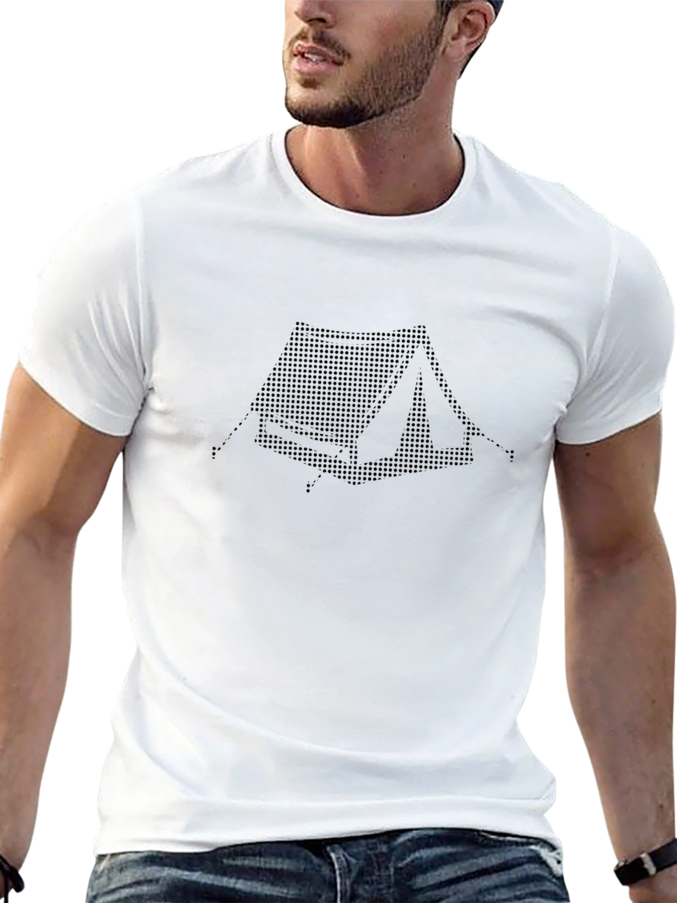 Camping Tent Graphic Black T-Shirt