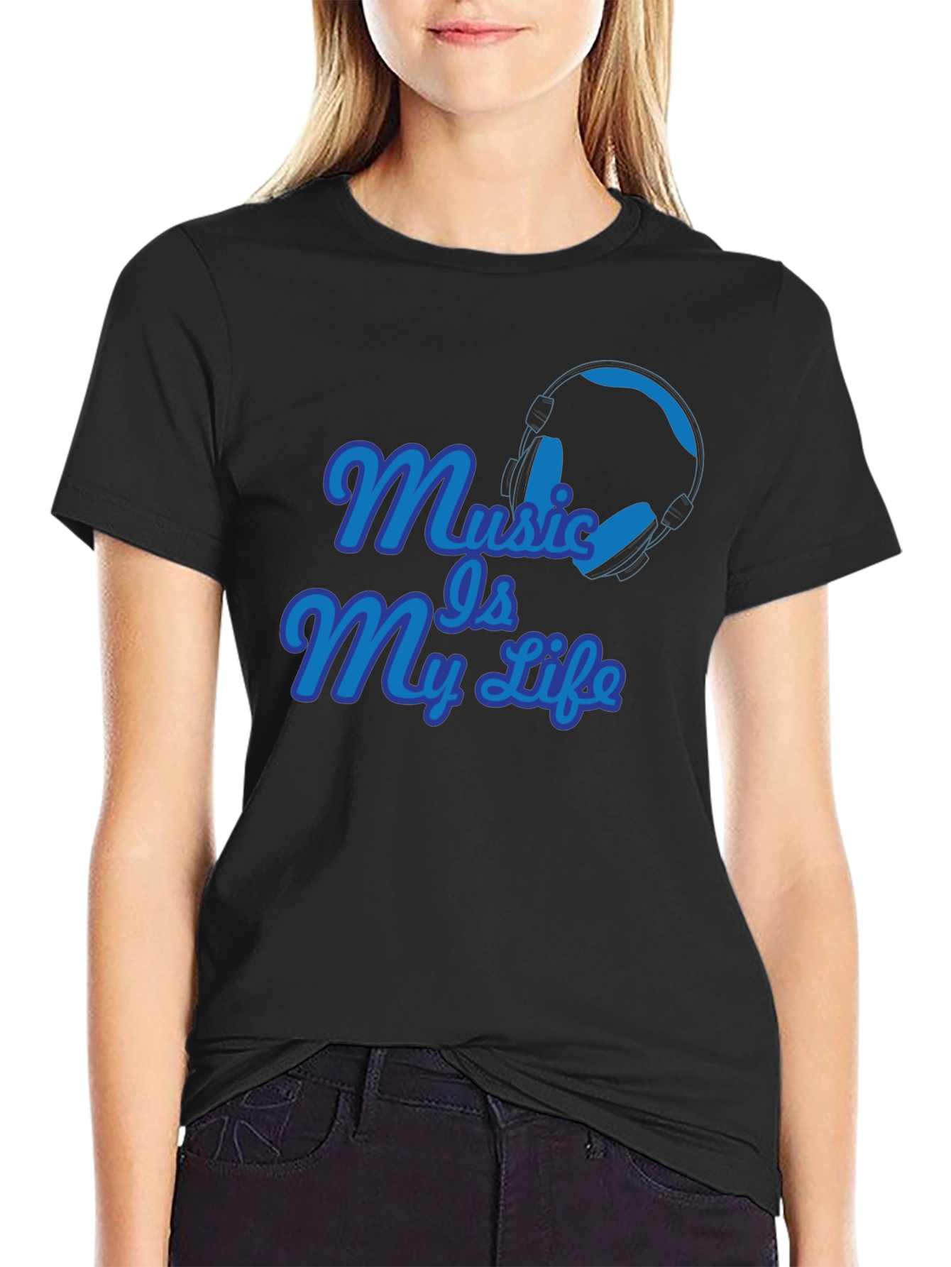 Music Is My Life Graphic T-Shirt - Black